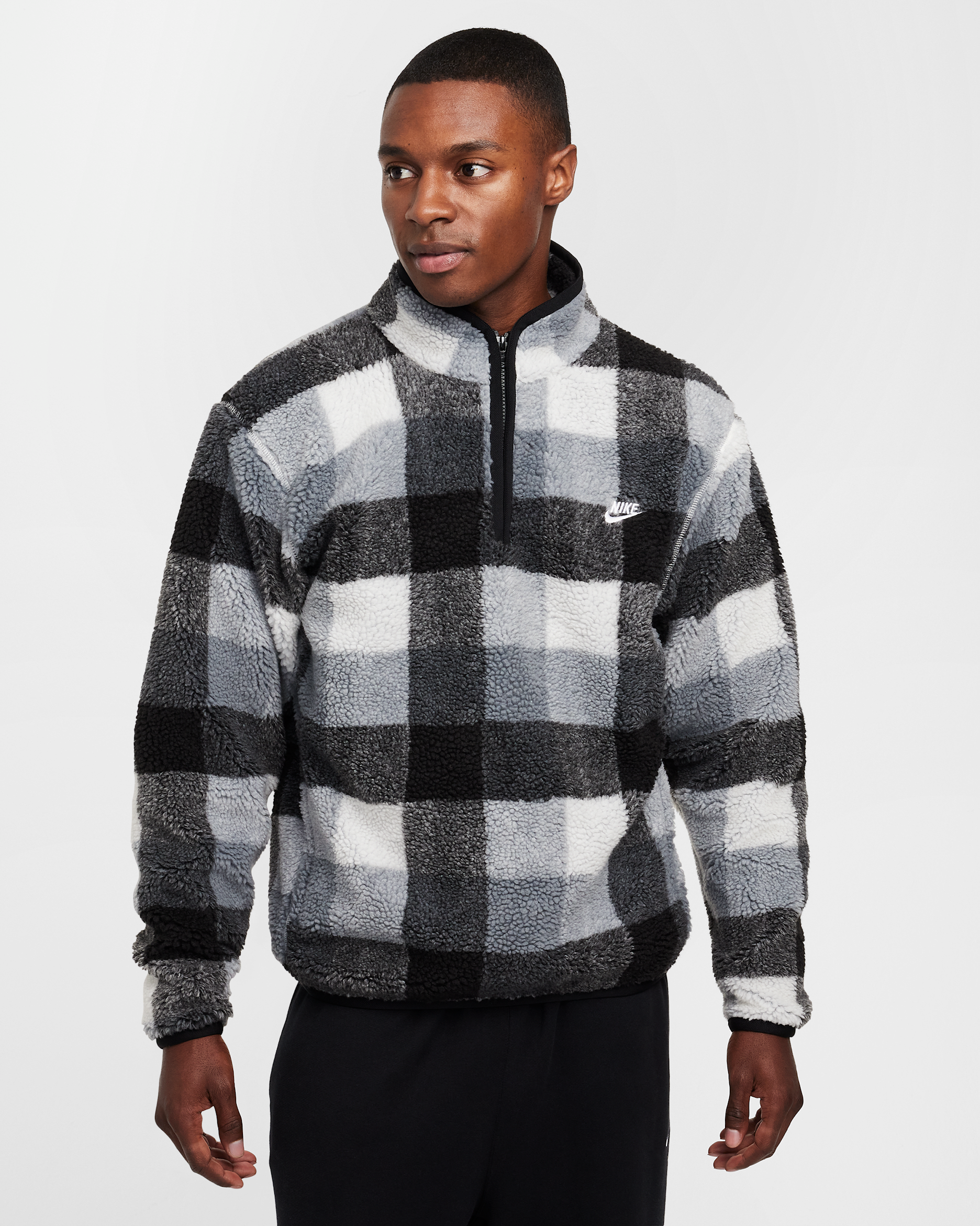 Nike Club Men's Winterized Half-Zip - Black/White/Smoke Grey/White