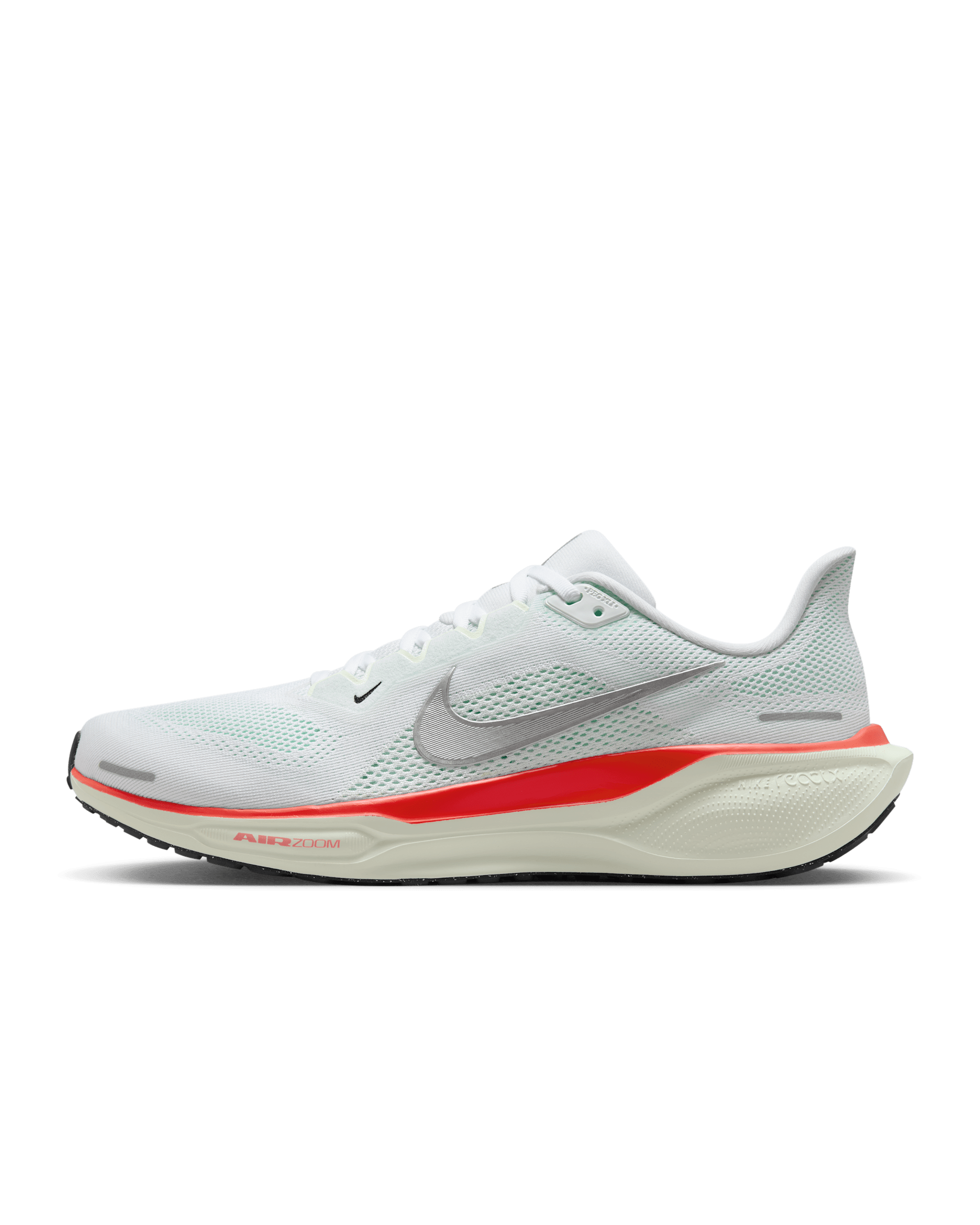 Nike Pegasus 41 Men's Road Running Shoes - White/Barely Green/Bright Crimson/Metallic Silver