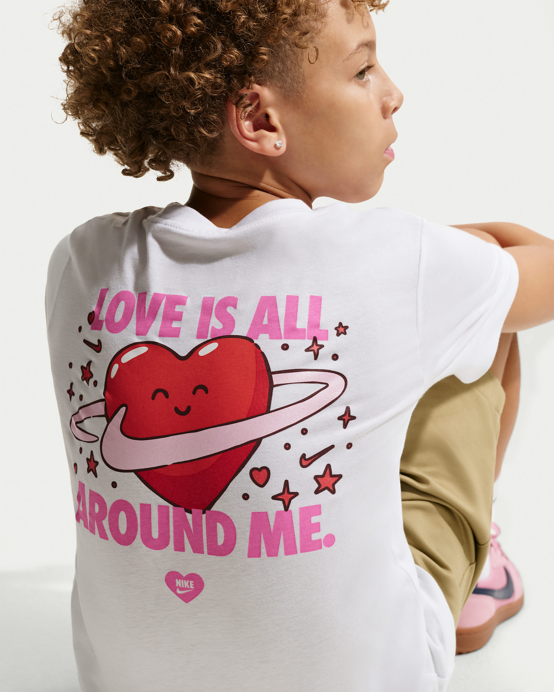 Nike Sportswear Big Kids' T-Shirt - White/Red/Pink/Pink