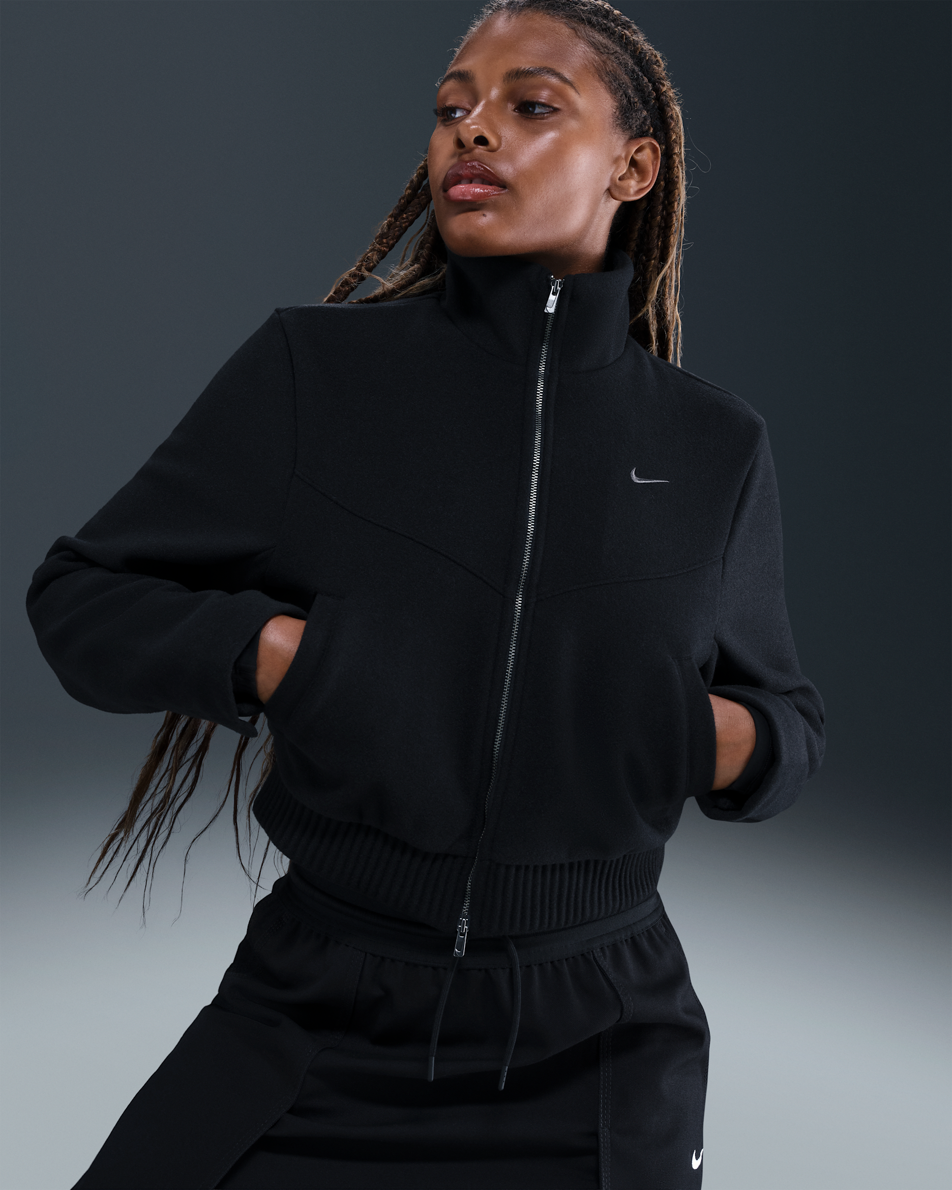 Chamarra entallada para mujer Nike Sportswear Windrunner - Negro/Antracita