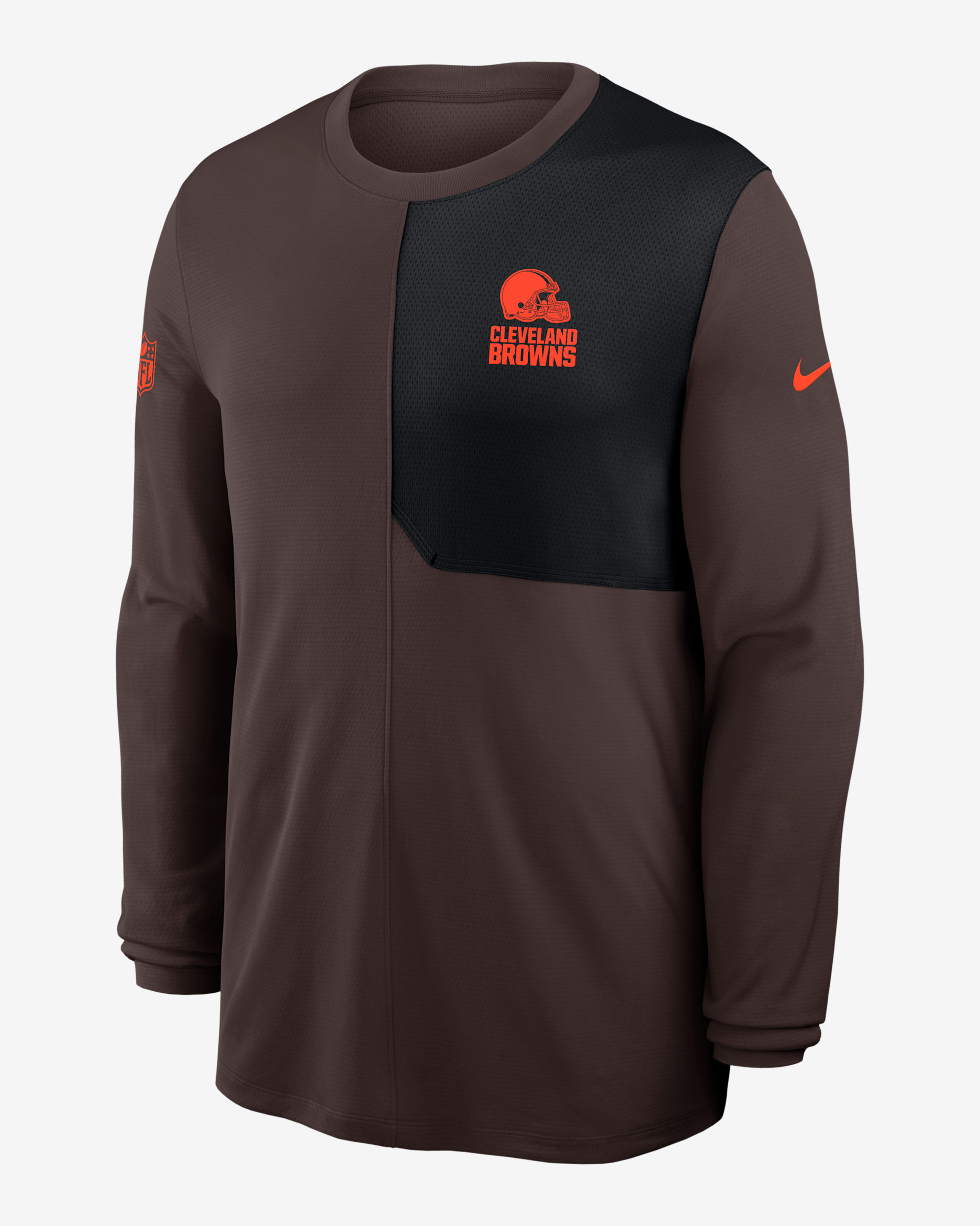 Playera de manga larga Nike Dri-FIT de la NFL para hombre Cleveland Browns Sideline Coach - Marrón