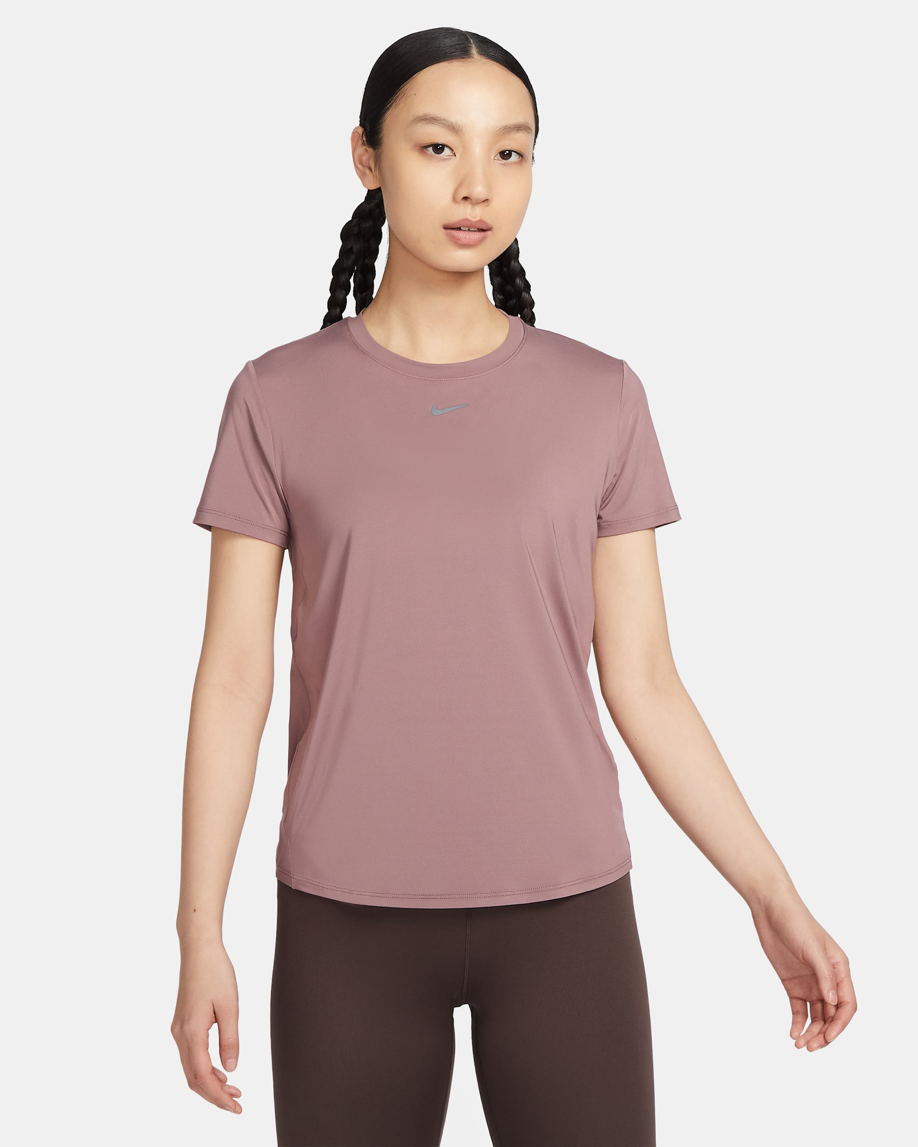Nike One Classic Women's Dri-FIT Short-Sleeve Top - Smokey Mauve/Black