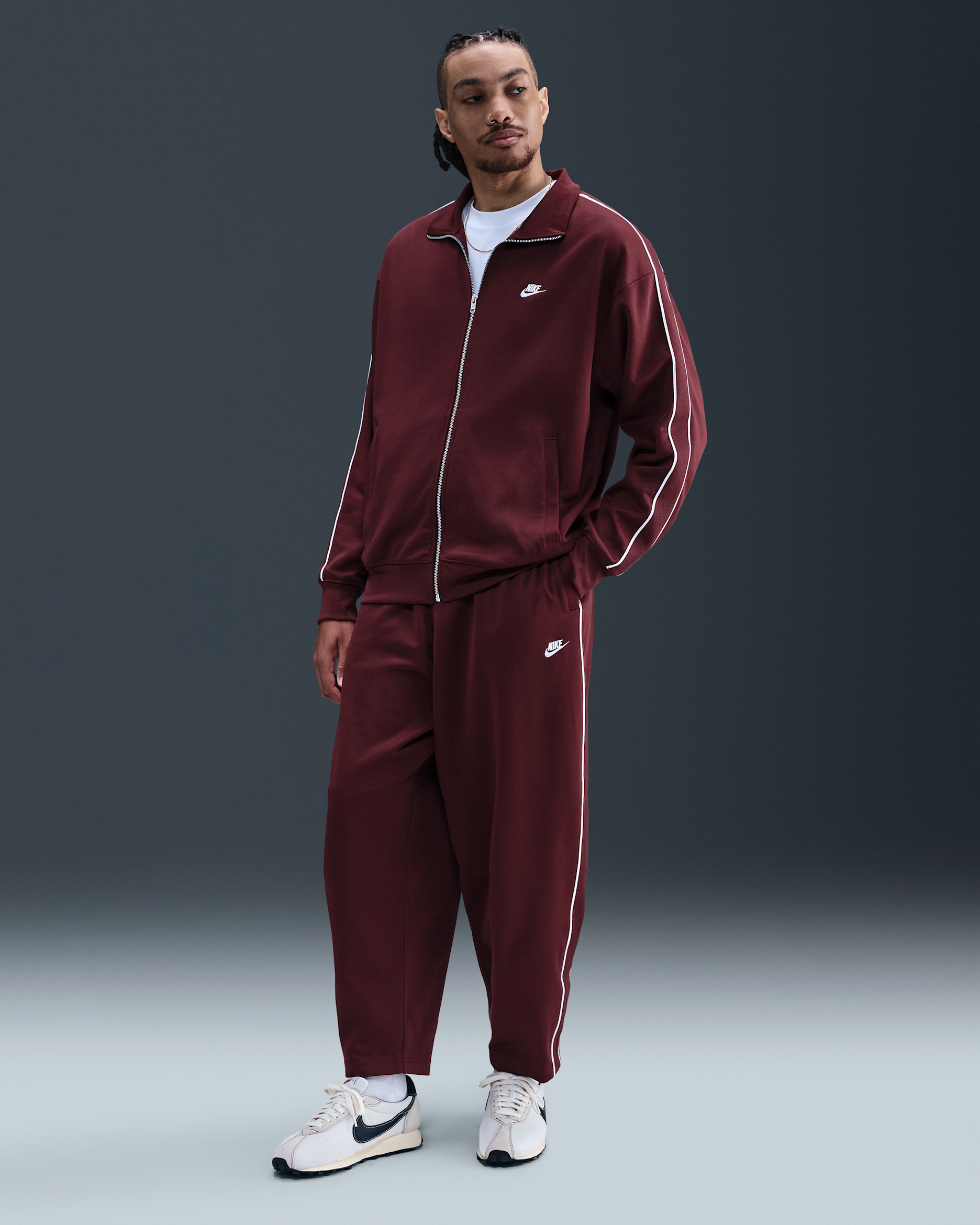 Nike Sportswear Club Men's Oversized Knit Track Pants - Dark Team Red/Sail/White