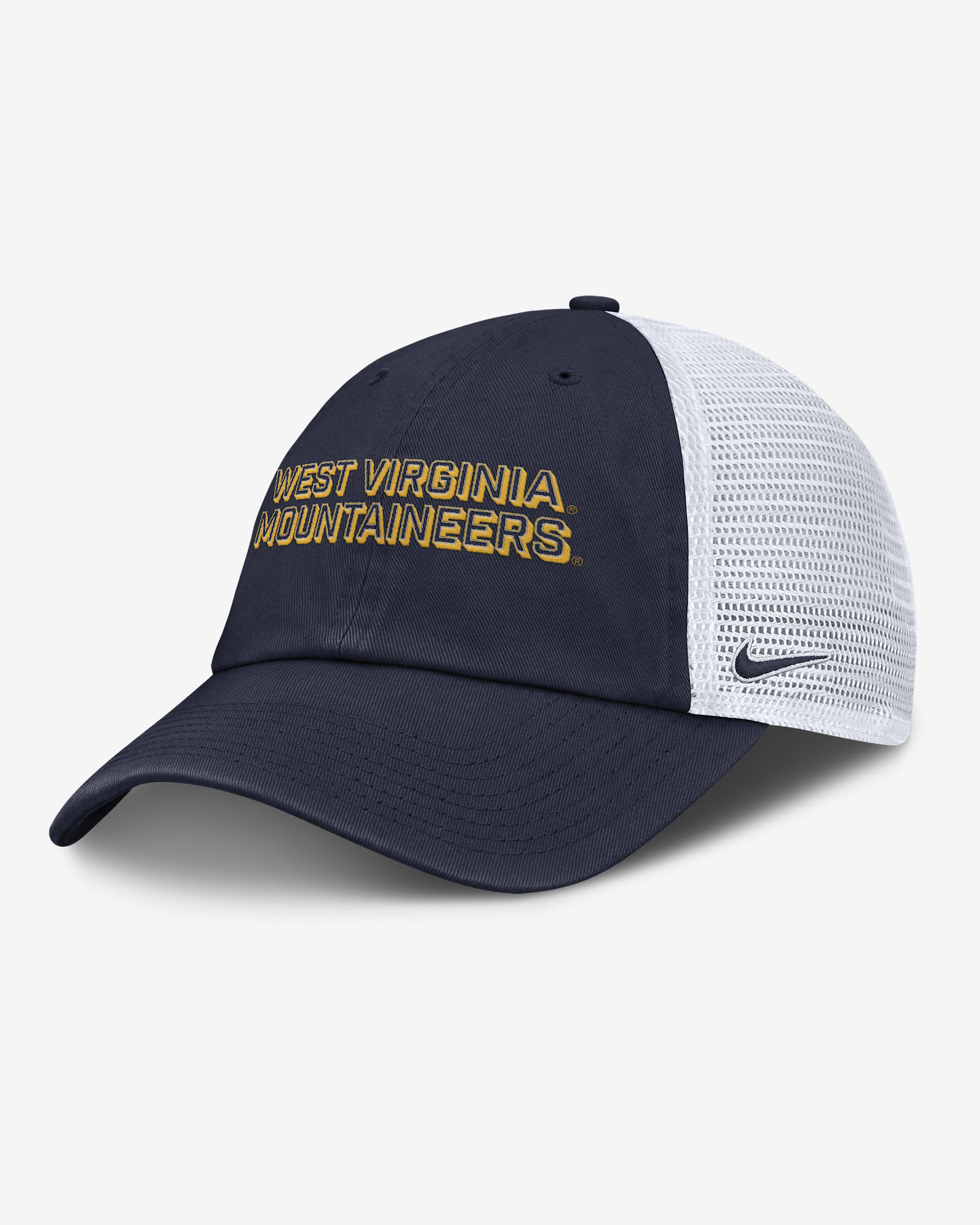 Gorra universitaria Nike ajustable para hombre West Virginia On-Field Club Gameday - Azul marino