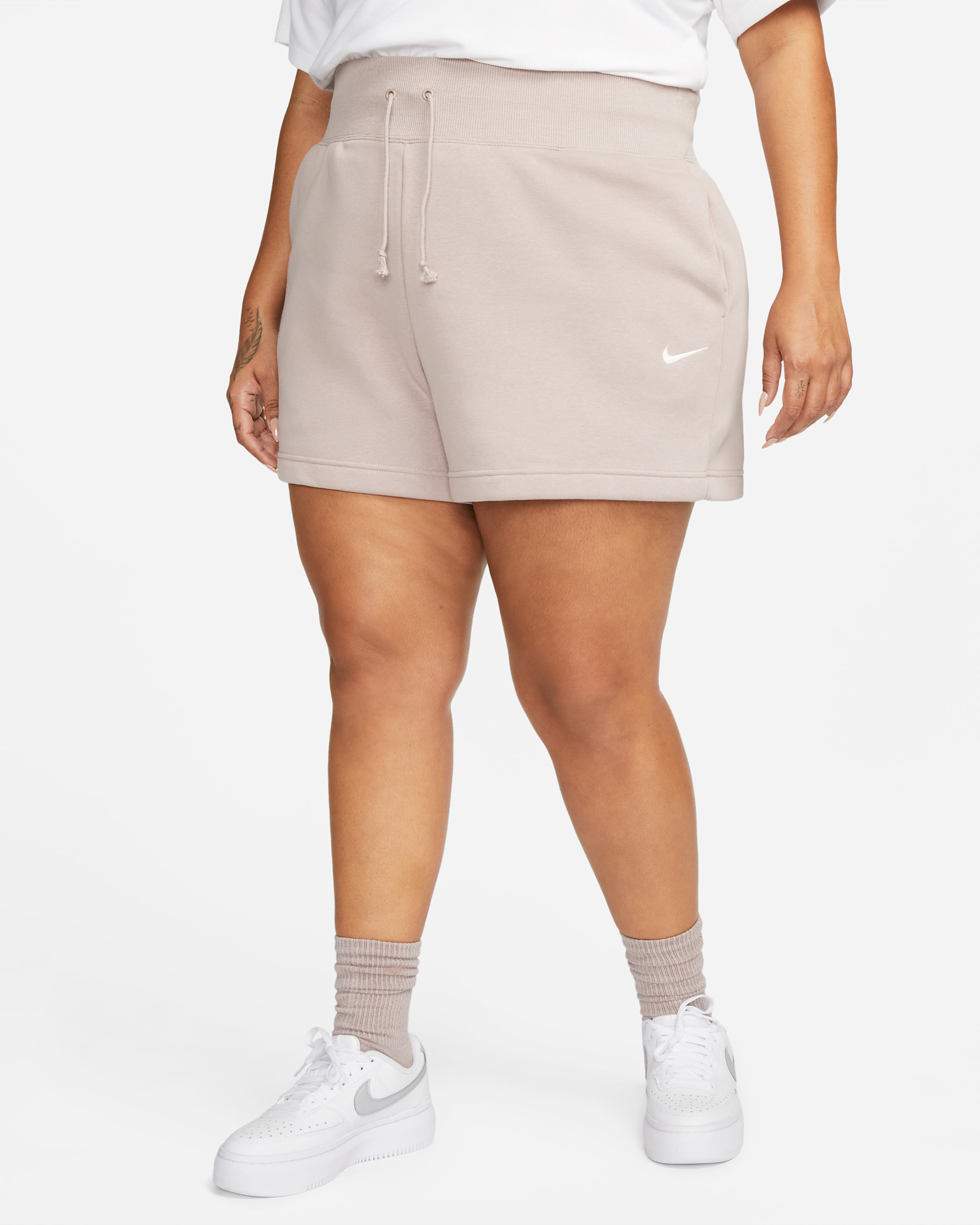 Nike Sportswear Phoenix Fleece Women's High-Waisted Loose Shorts (Plus Size) - Diffused Taupe/Sail