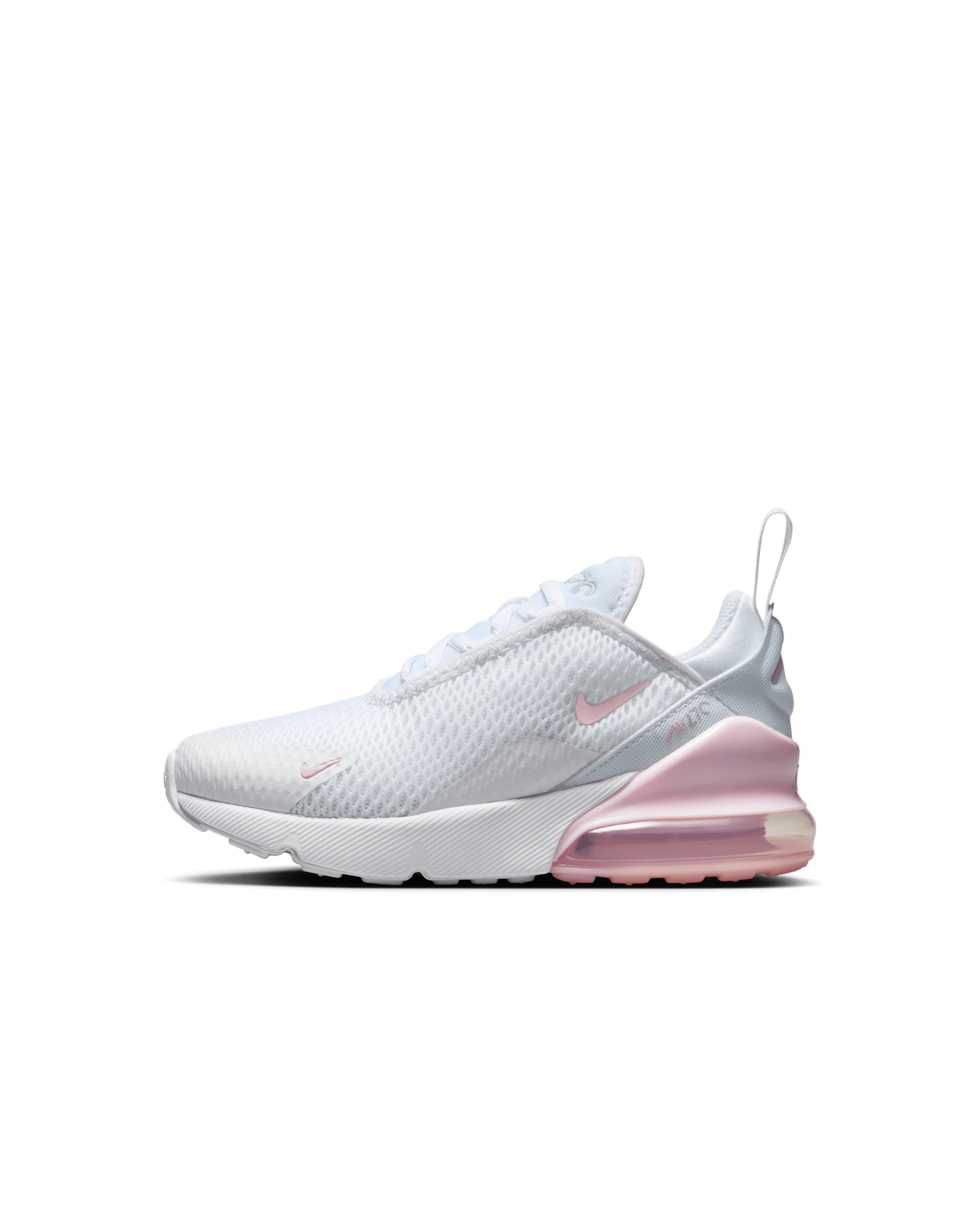 Nike Air Max 270 Younger Kids' Shoes - White/Light Smoke Grey/Pink Foam