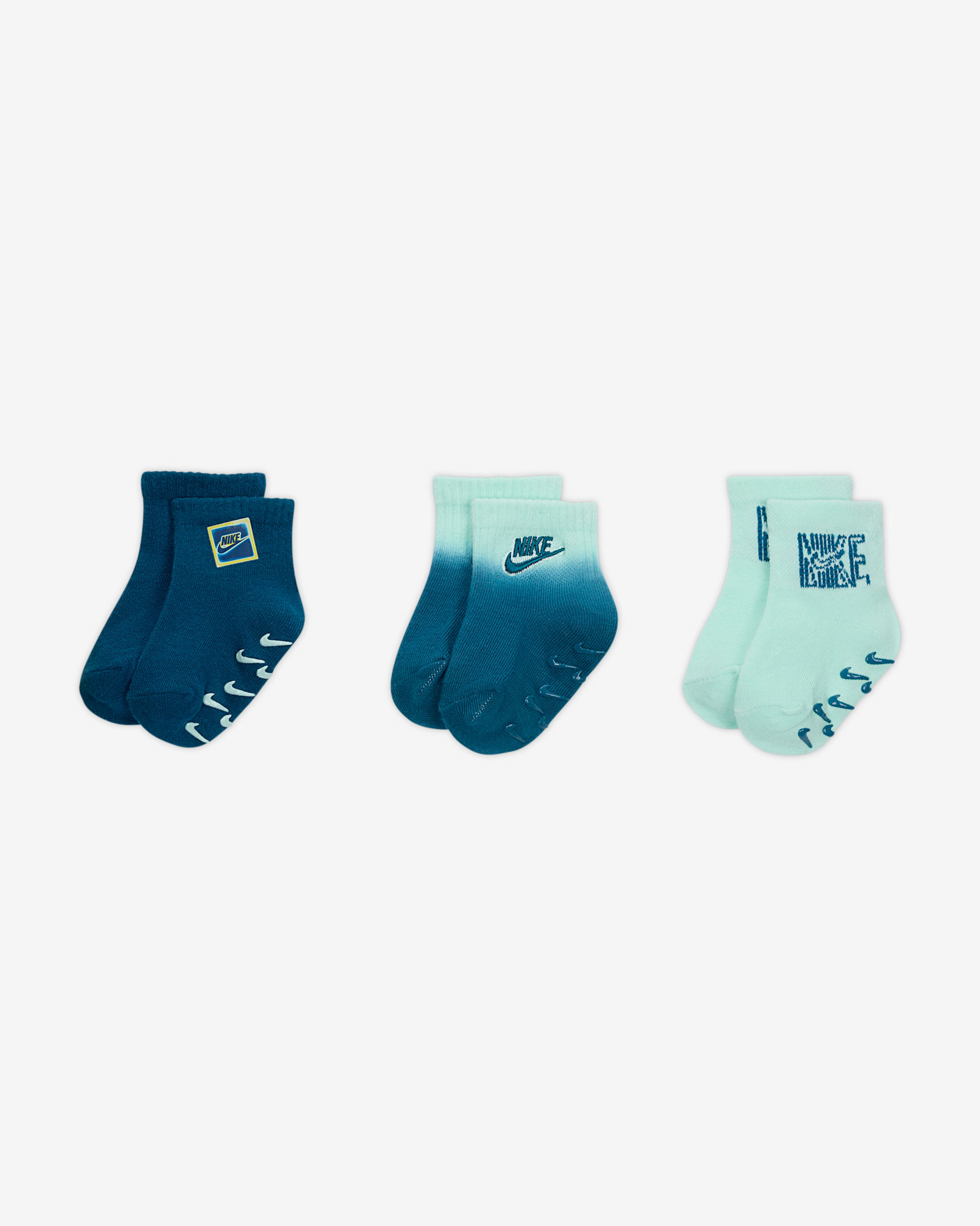 Chaussettes côtelées antidérapantes Nike Glow With Me pour bébé et tout-petit (3 paires) - Blue Force