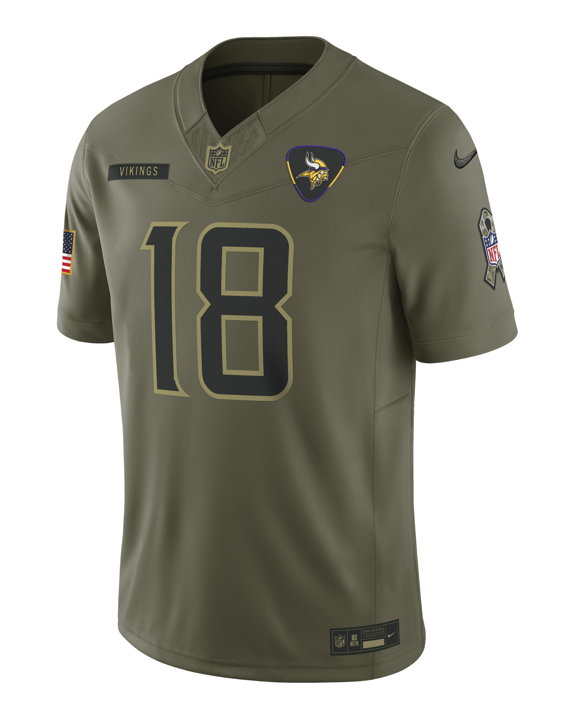 Justin Jefferson Minnesota Vikings Salute to Service Men's Nike Dri-FIT NFL Limited Jersey - Medium Olive