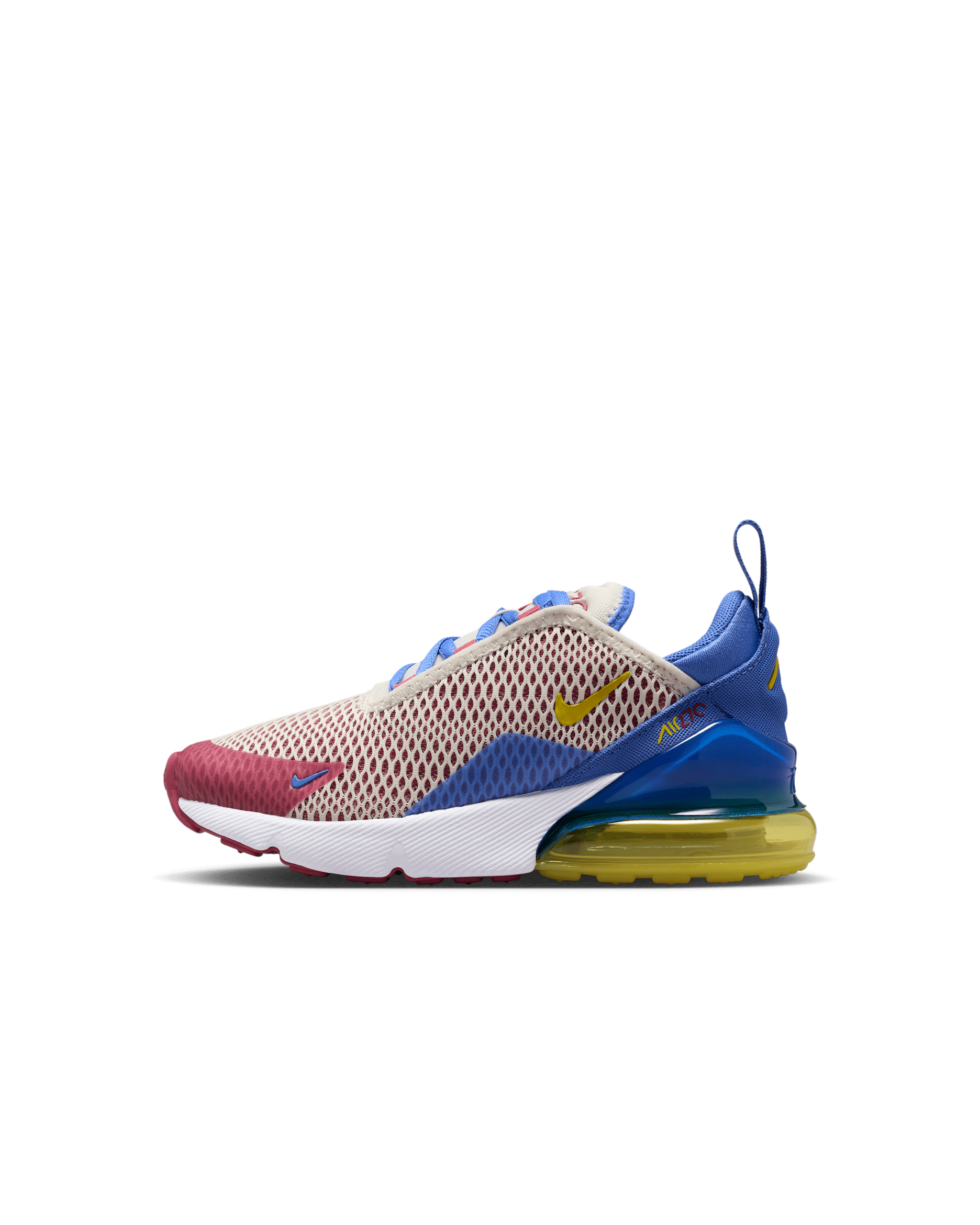 Nike Air Max 270 Little Kids' Shoes - Soft Pearl/Comet Blue/Sweet Beet/Bright Citron