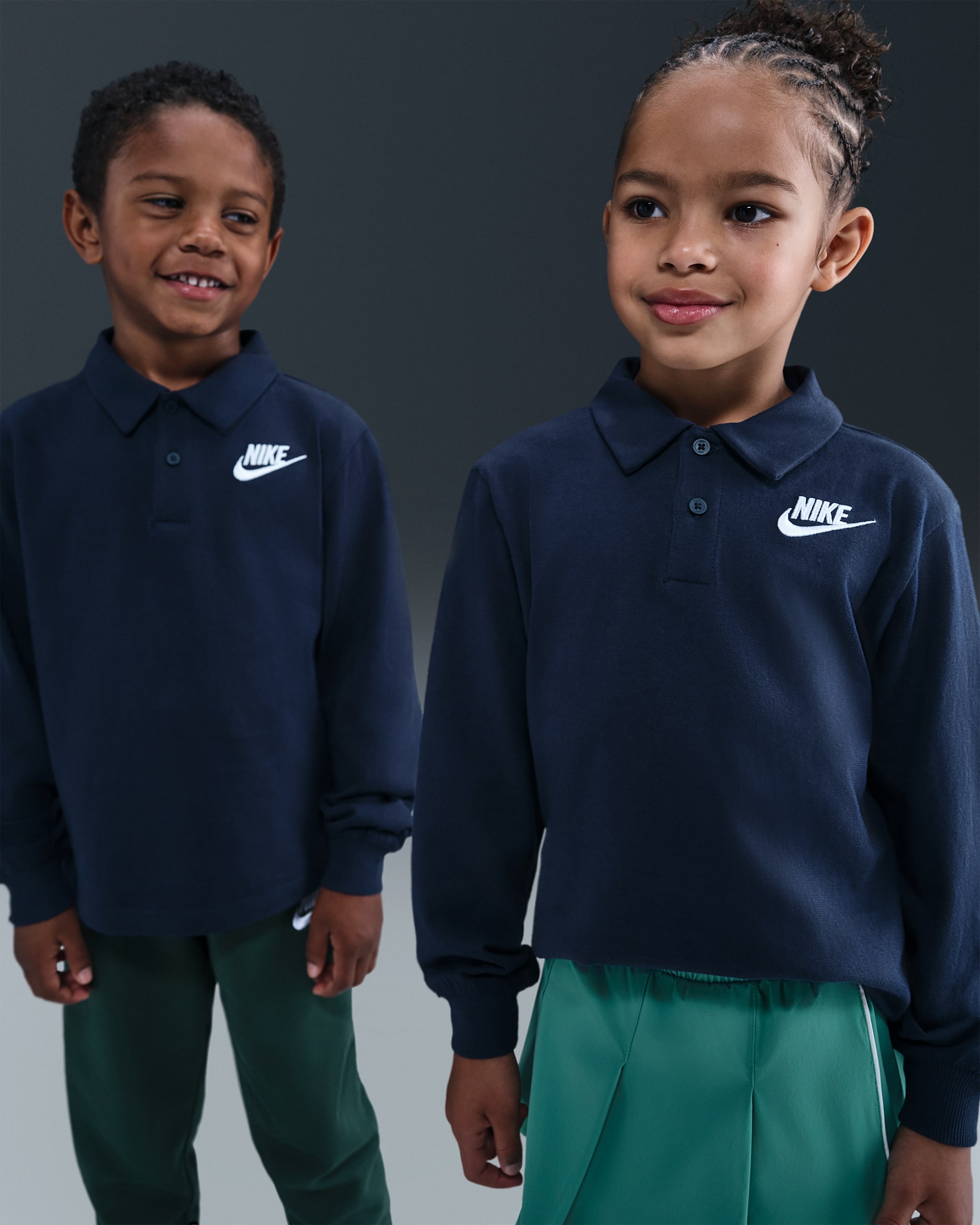 나이키 리틀키즈 긴팔 폴로 - 미드나이트 네이비