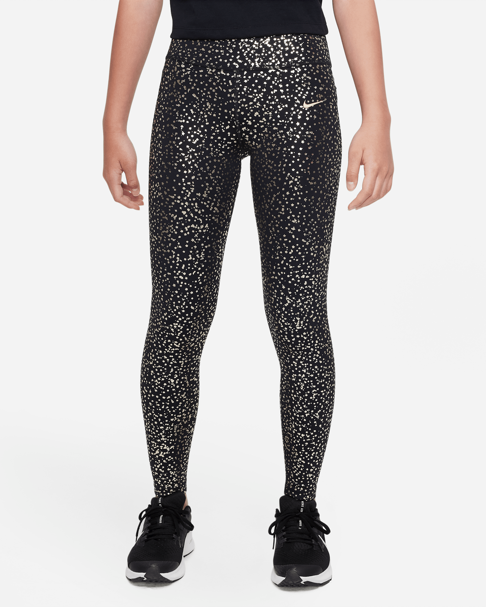 Nike Dri-FIT One Older Kids' (Girls') Leggings - Black/Metallic Gold
