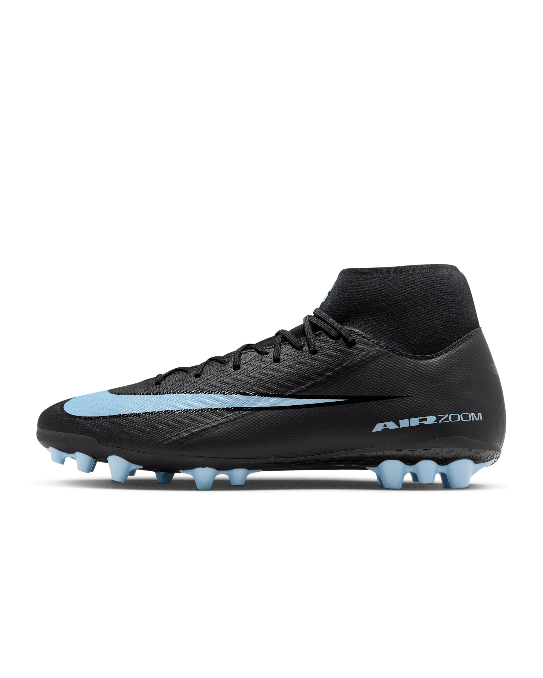 Nike Mercurial Superfly 10 Academy Artificial-Grass High-Top Football Boot - Black/Ice Blue