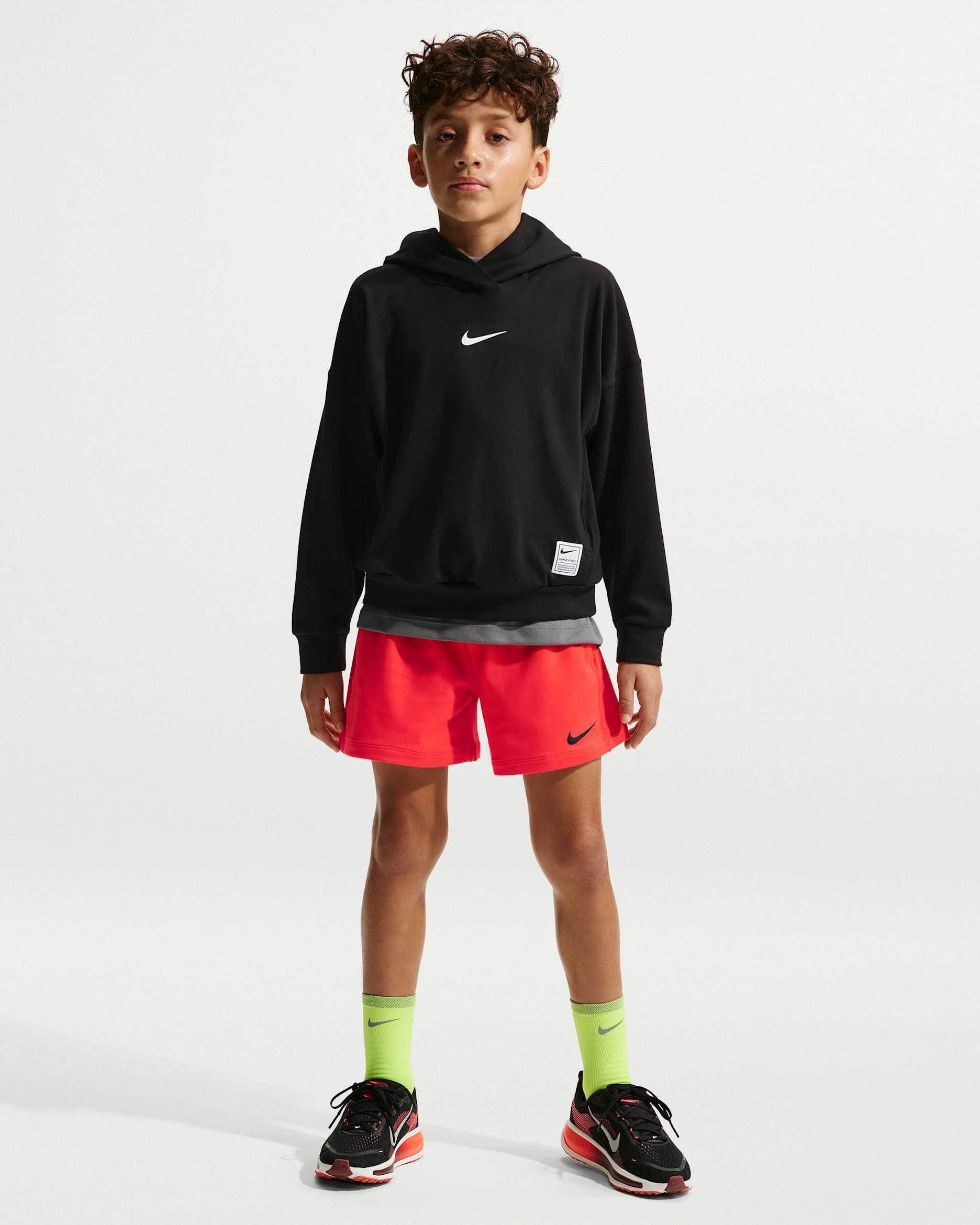 Nike Pro Big Kids' (Boys') Dri-FIT Fleece Shorts - Light Crimson/White/Black
