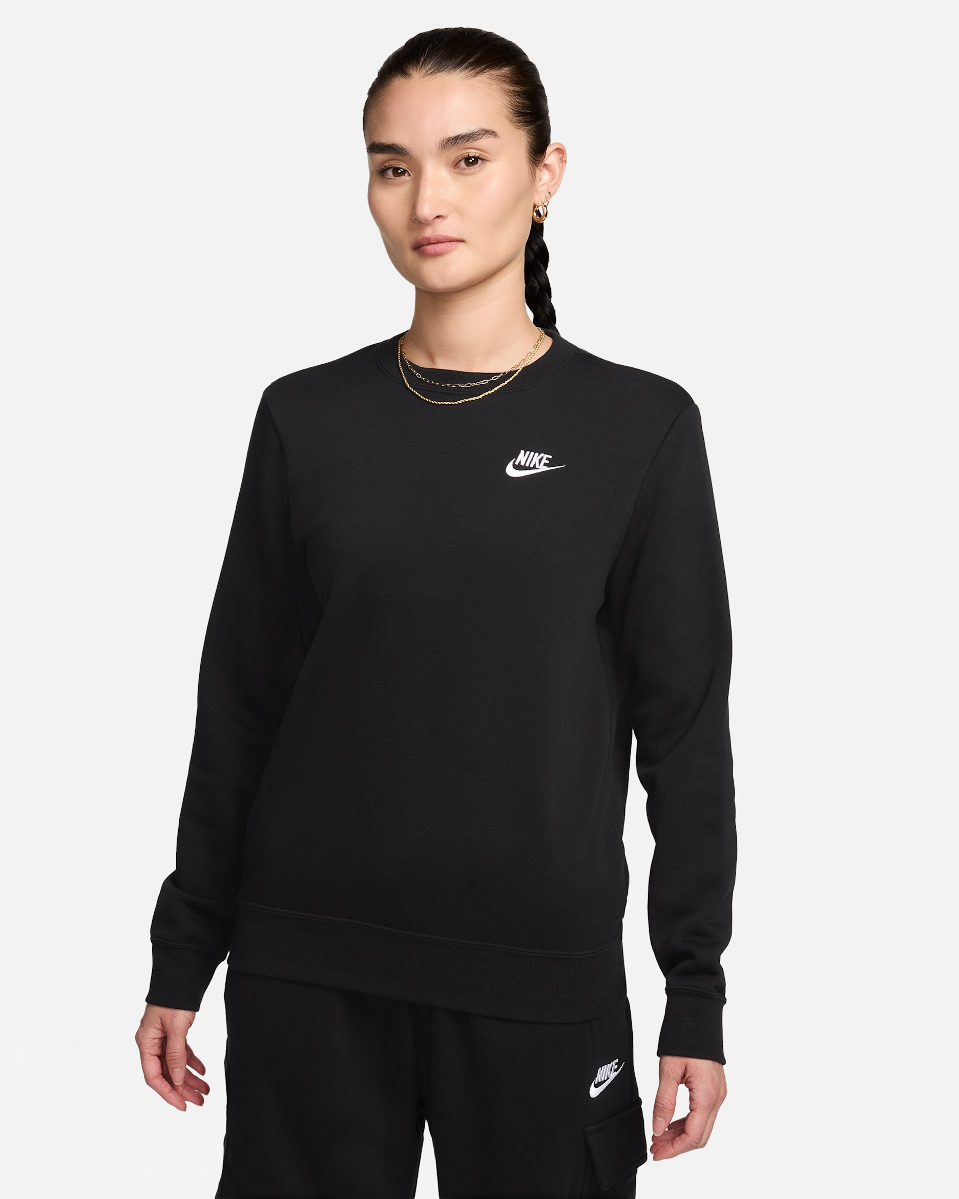 Nike Sportswear Club Fleece Women's Crew-Neck Sweatshirt - Black/White