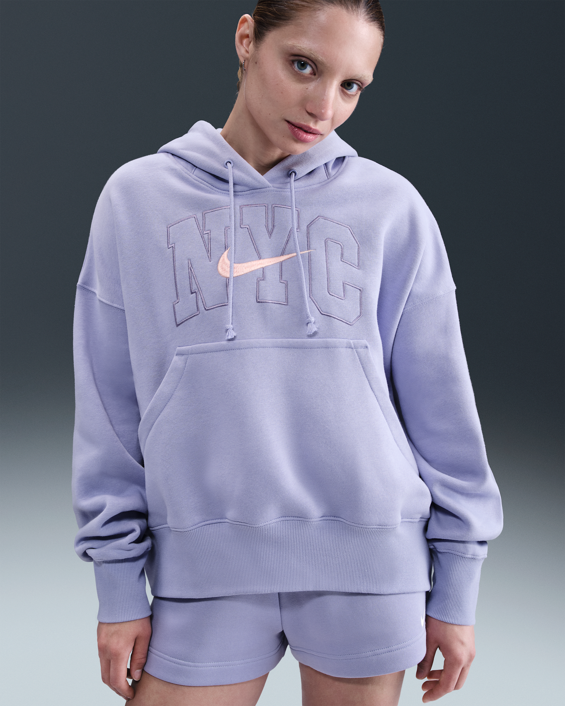 Nike Sportswear Phoenix Fleece Women's Over-Oversized Hoodie - Lilac Ice/Washed Coral