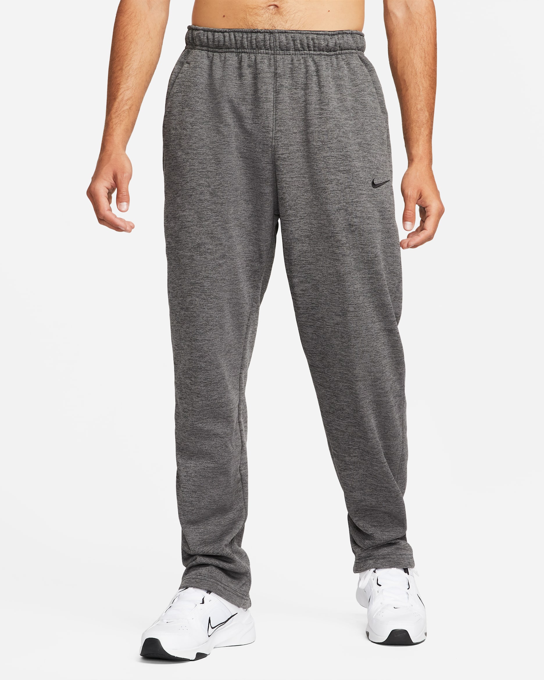 Pants de fitness con dobladillo abierto Therma-FIT para hombre Nike Therma - Carbón jaspeado/Gris humo oscuro/Negro