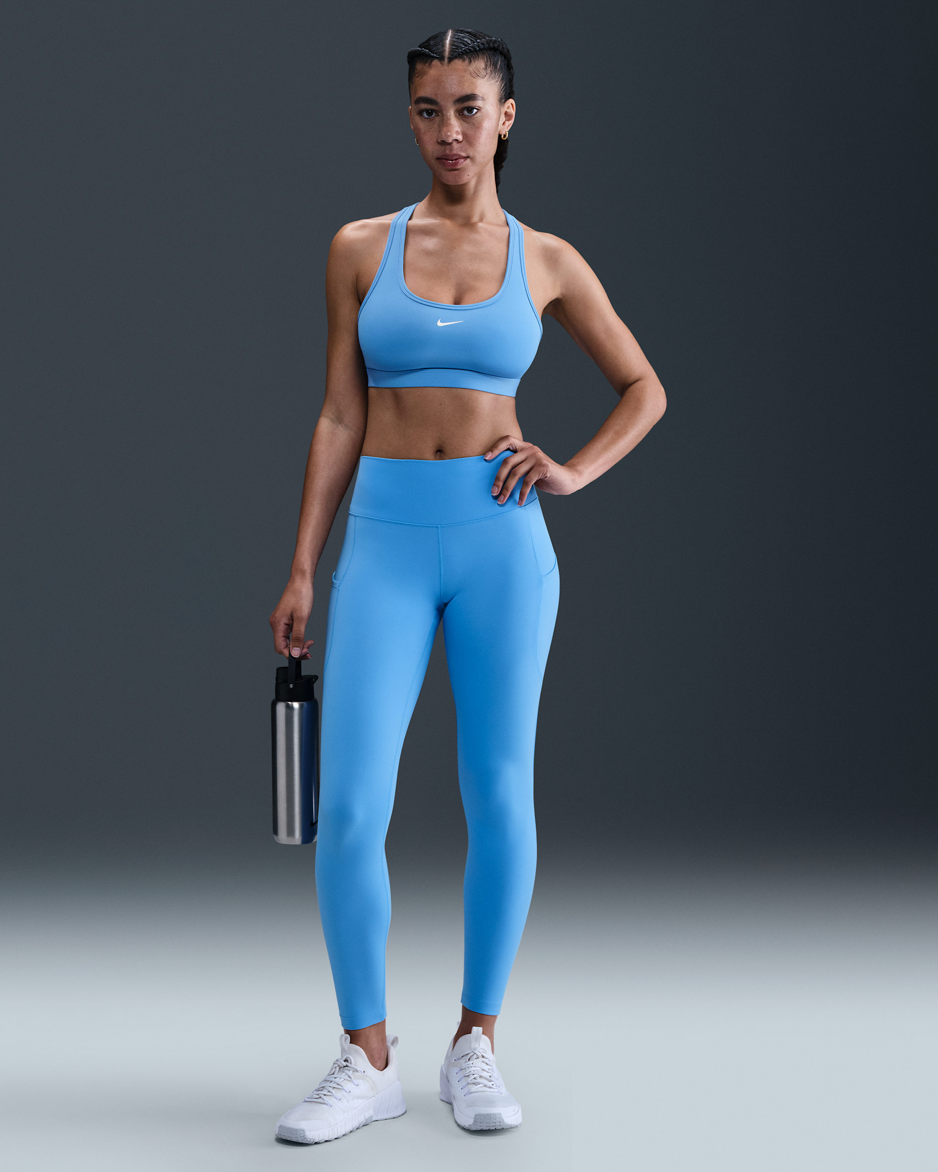 Leggings tiro alto de 7/8 con bolsillos para mujer Nike One - Azul universitario/Negro