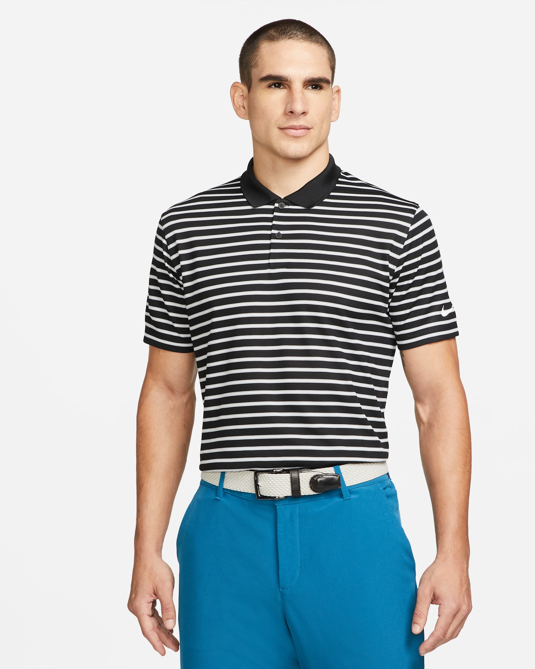 Nike Dri-FIT Victory Men's Striped Golf Polo - Black/White