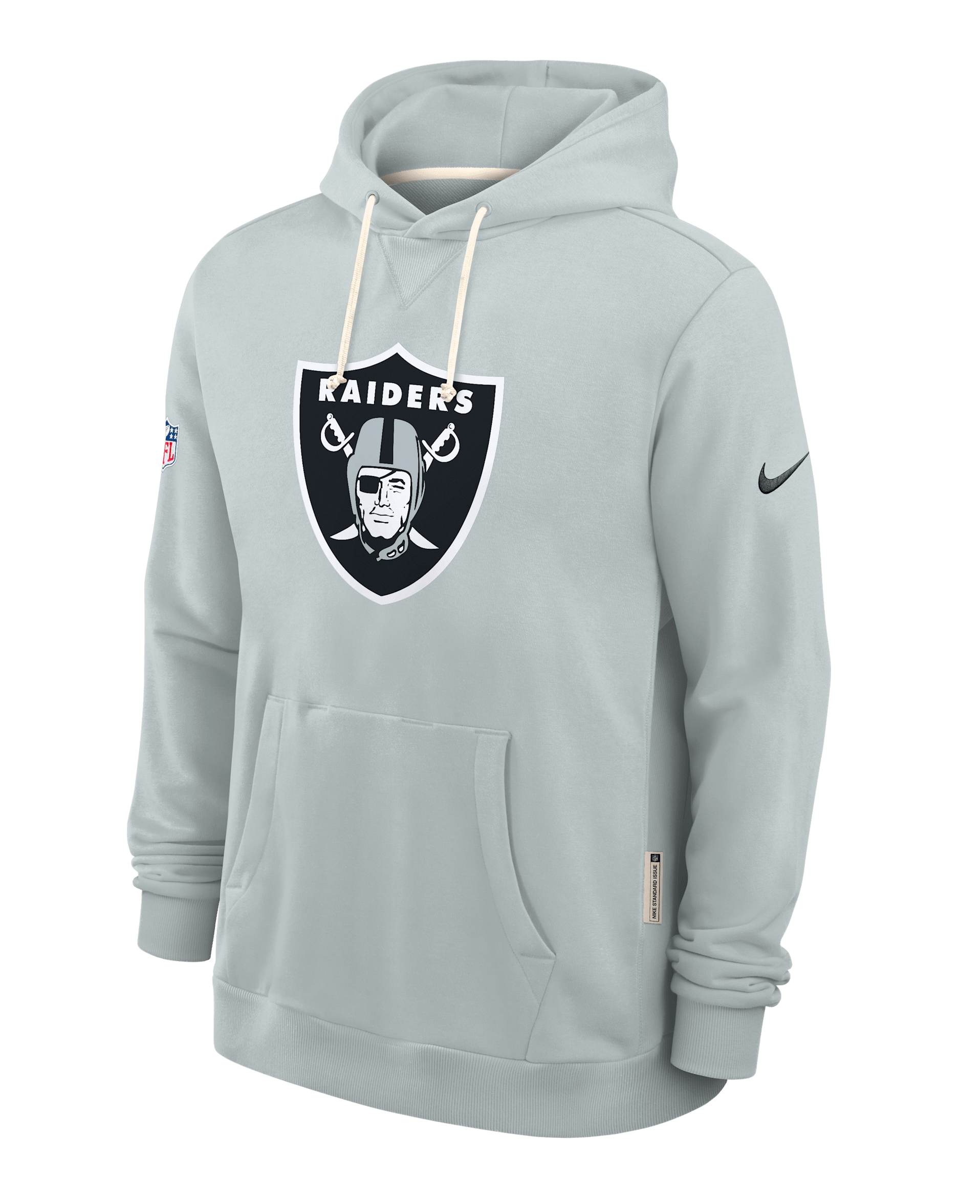 Las Vegas Raiders Initial Home Sideline Men's Nike Dri-FIT NFL Pullover Hoodie - Silver