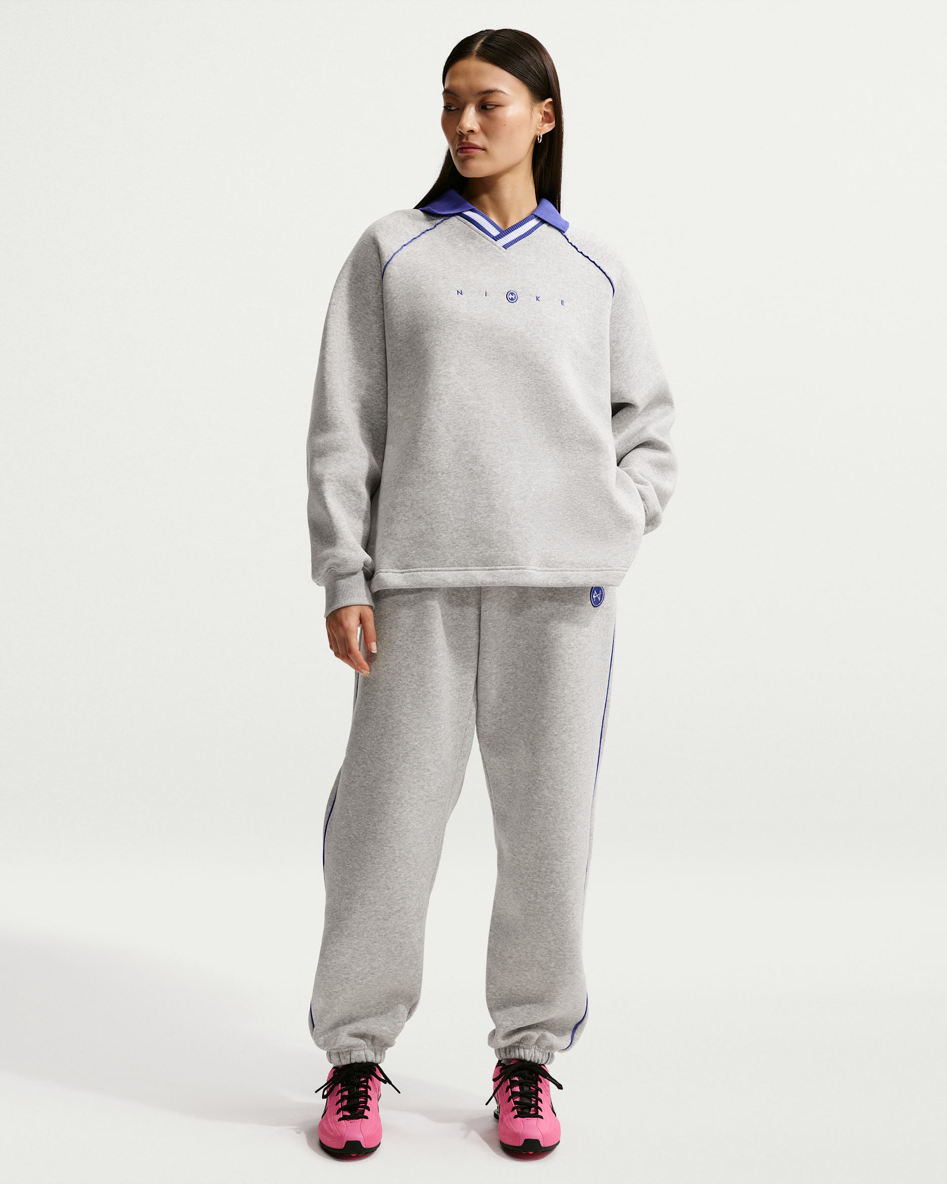 Pantalon oversize à taille haute Nike Sportswear Phoenix Fleece pour femme - Pure Platinum/Heather/Lapis
