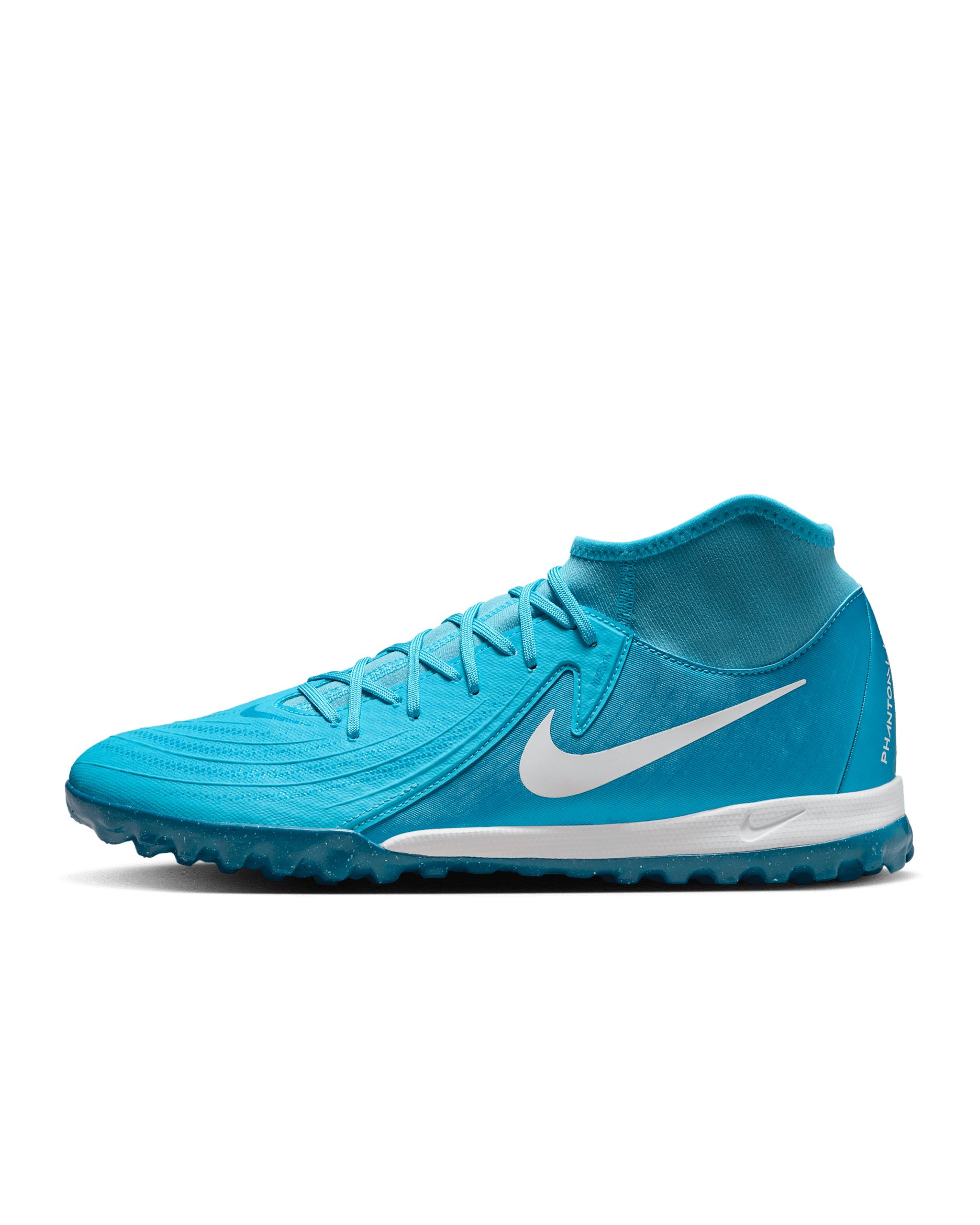 Tacos de fútbol para pasto sintético (turf) de corte high Nike Phantom Luna 2 Academy - Azul furia/Blanco