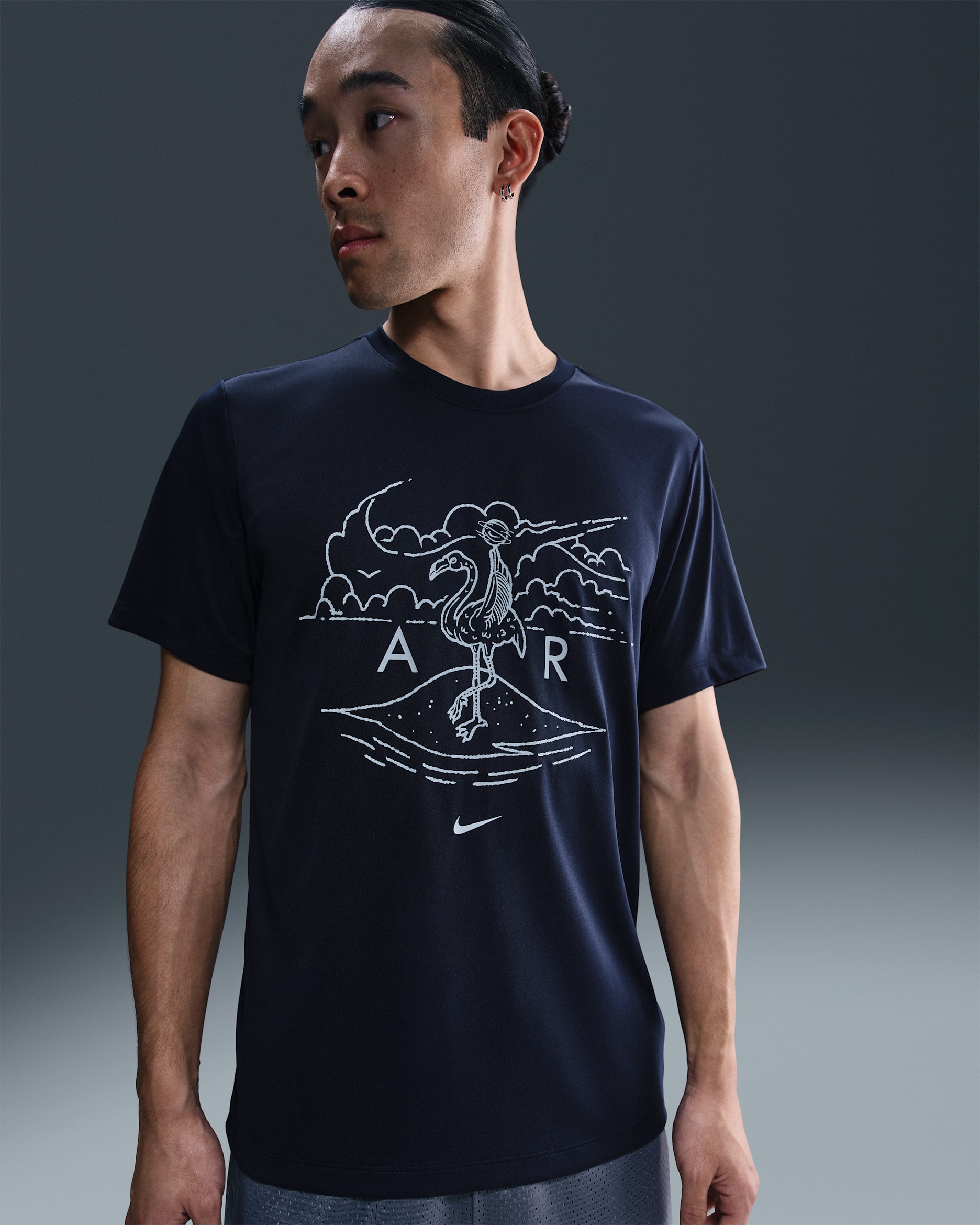 เสื้อยืดบาสเก็ตบอลผู้ชาย Dri-FIT Nike - Obsidian