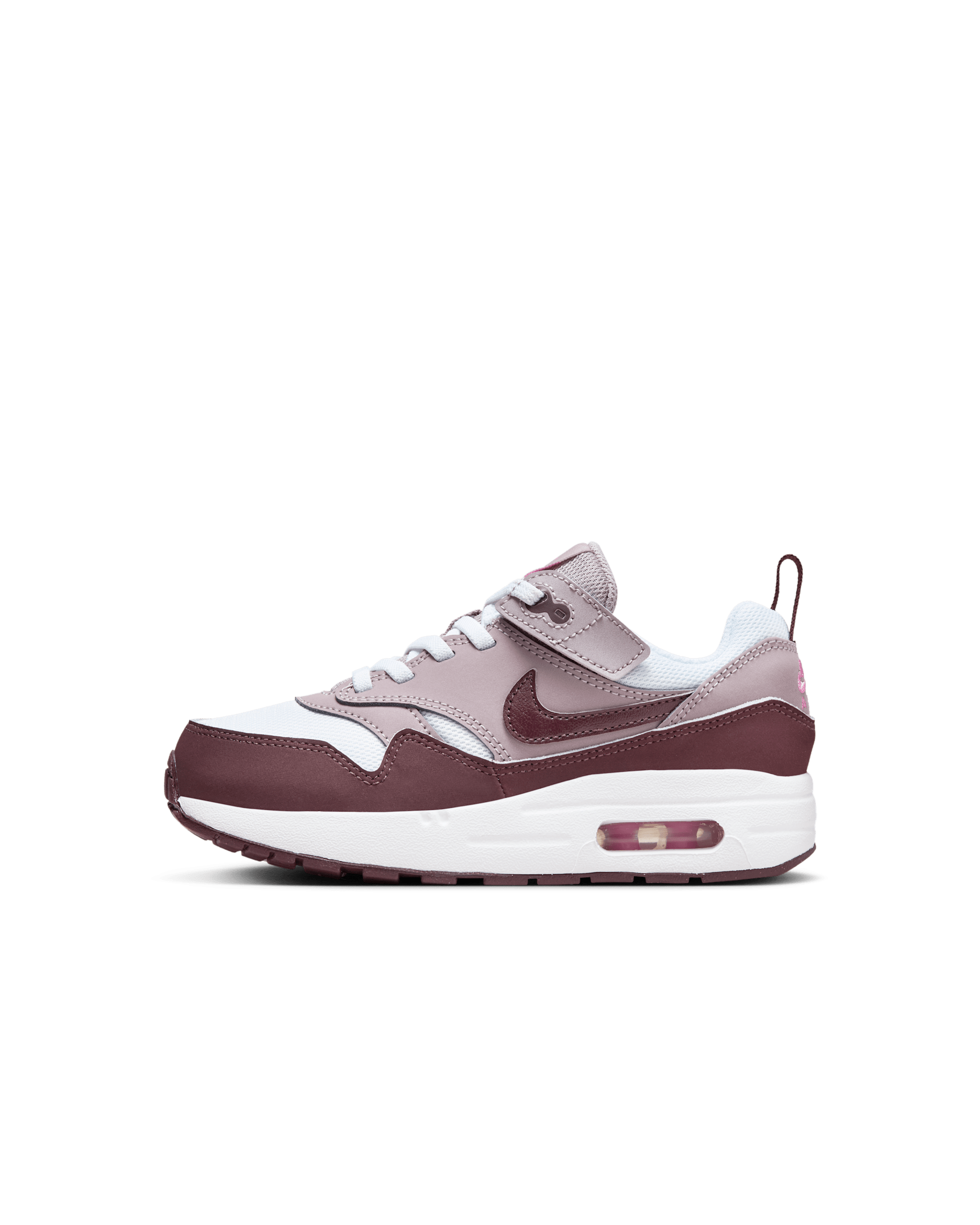 Nike Air Max 1 EasyOn Little Kids' Shoes - White/Light Violet Ore/Playful Pink/Burgundy Crush