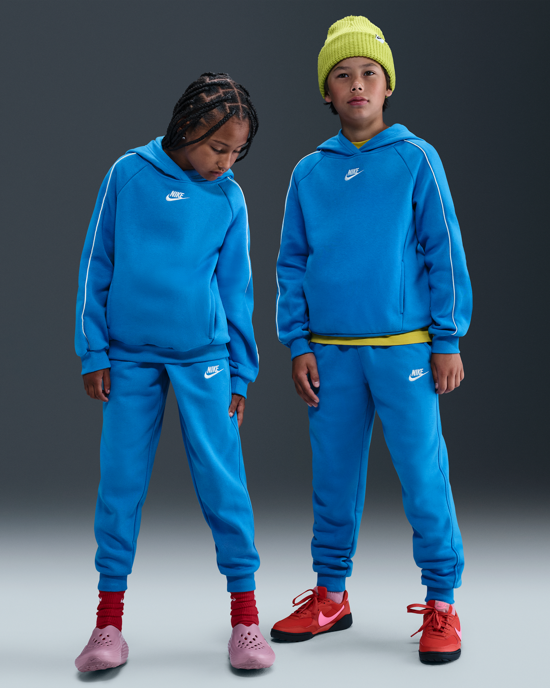 Nike Sportswear Club Fleece Big Kids' Hooded Tracksuit - Light Photo Blue/Light Photo Blue/White/White