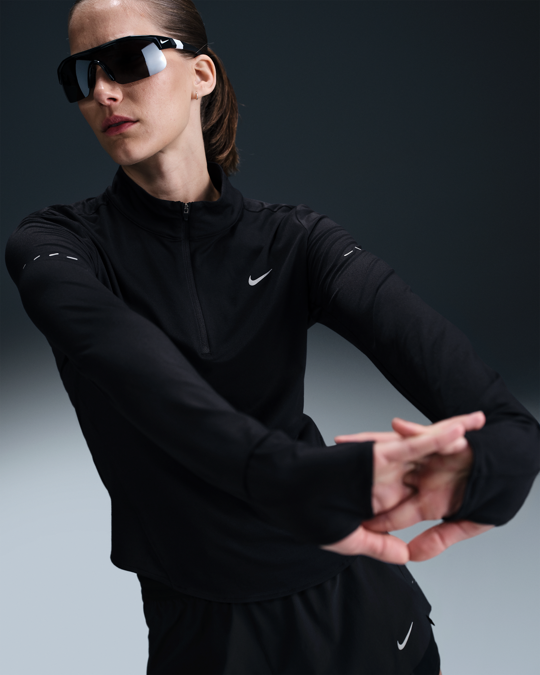 Nike Swift Women's Dri-FIT UV 1/4-Zip Running Top - Black