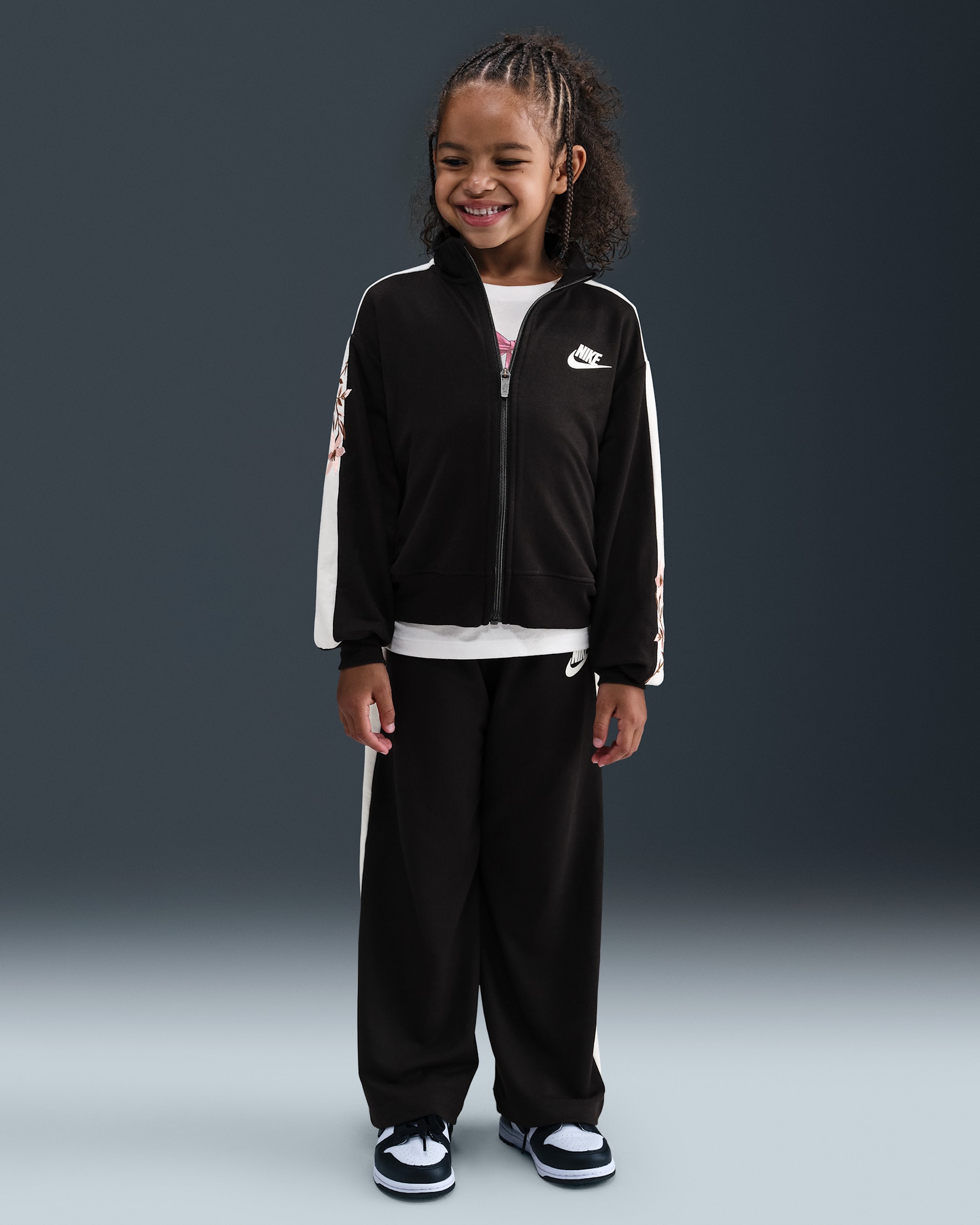 나이키 리틀키즈 투피스 플로럴 트랙 세트 - 블랙