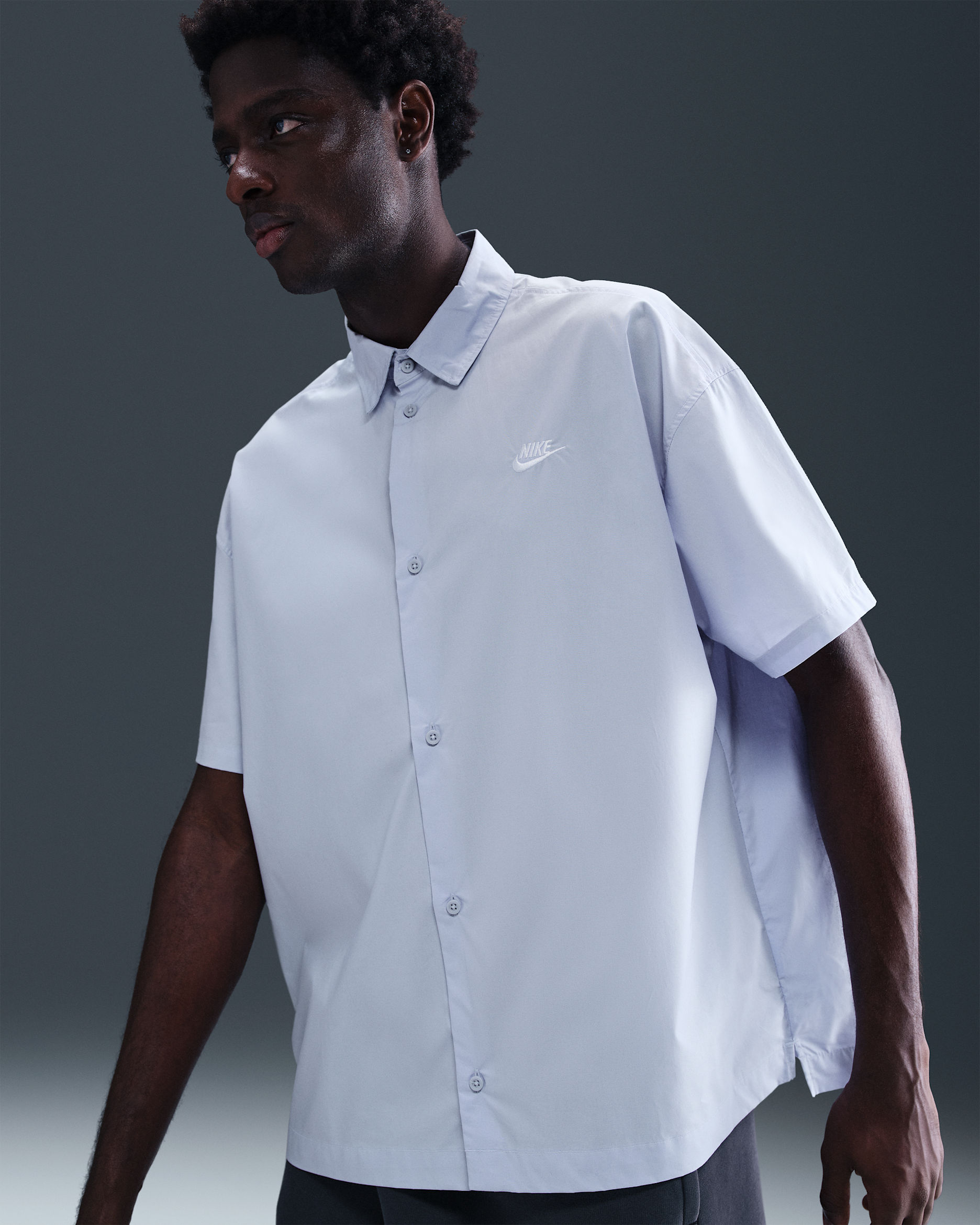 Nike Club overhemd met korte mouwen en knoopsluiting voor heren - Ghost/Wit