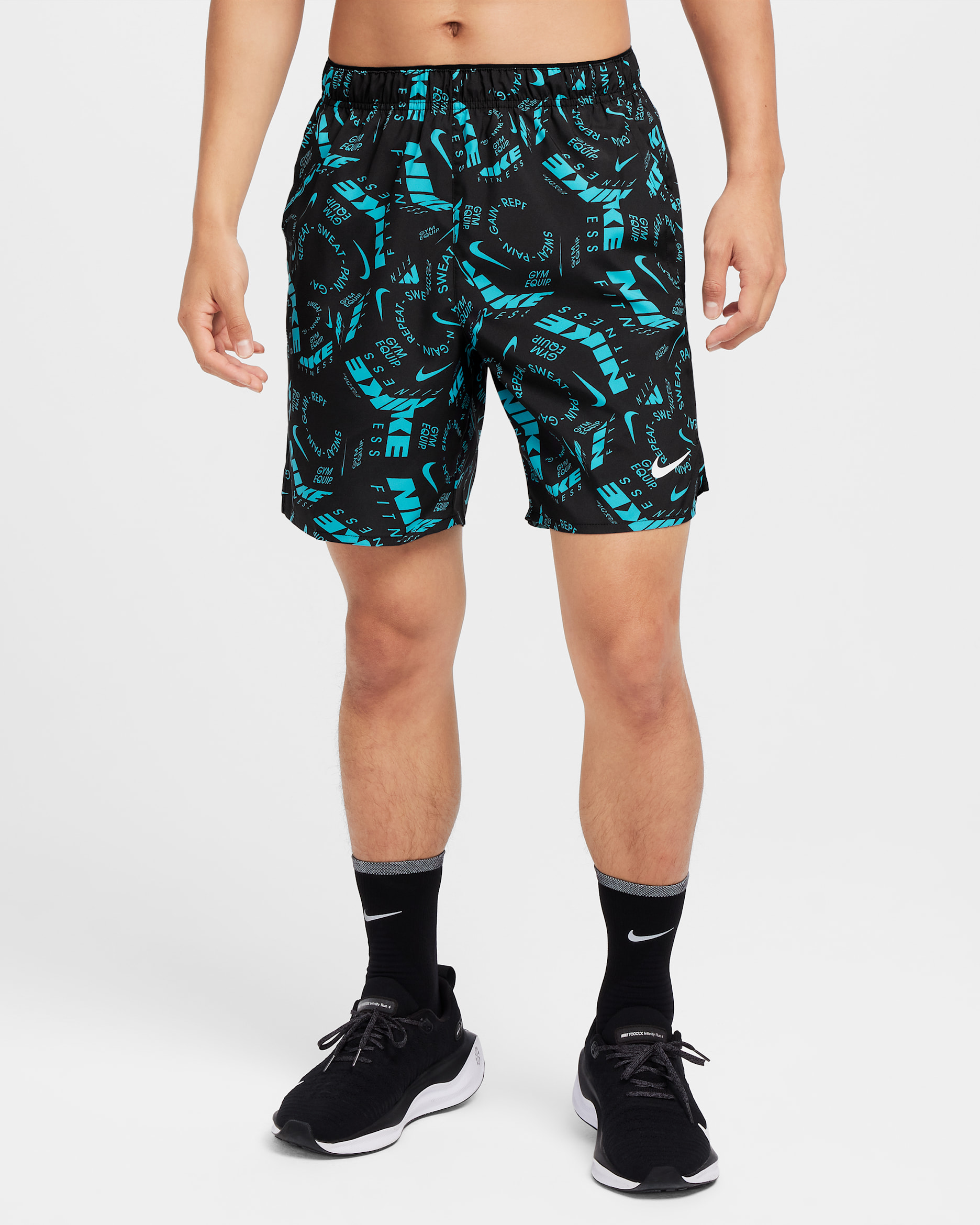 Nike Challenger Men's 18cm (approx.) Dri-FIT Unlined Versatile Shorts - Black/Dusty Cactus/Black/White