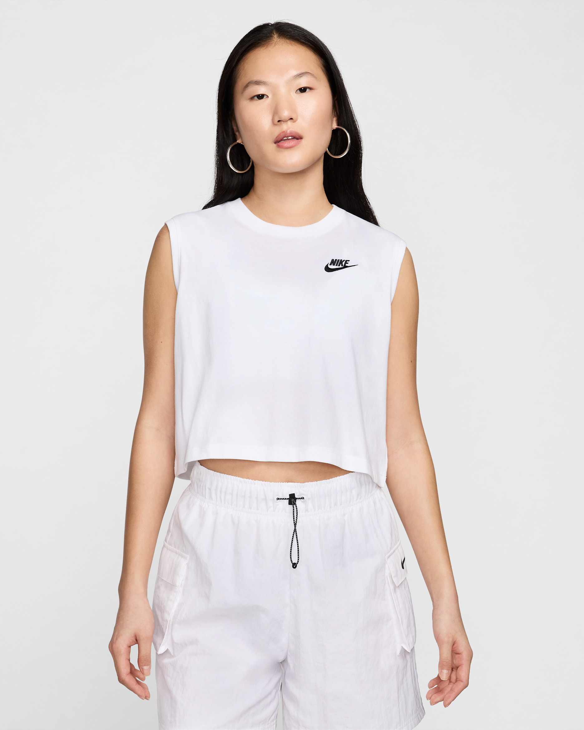 Nike Sportswear Club Women's Sleeveless Cropped Top - White/Black