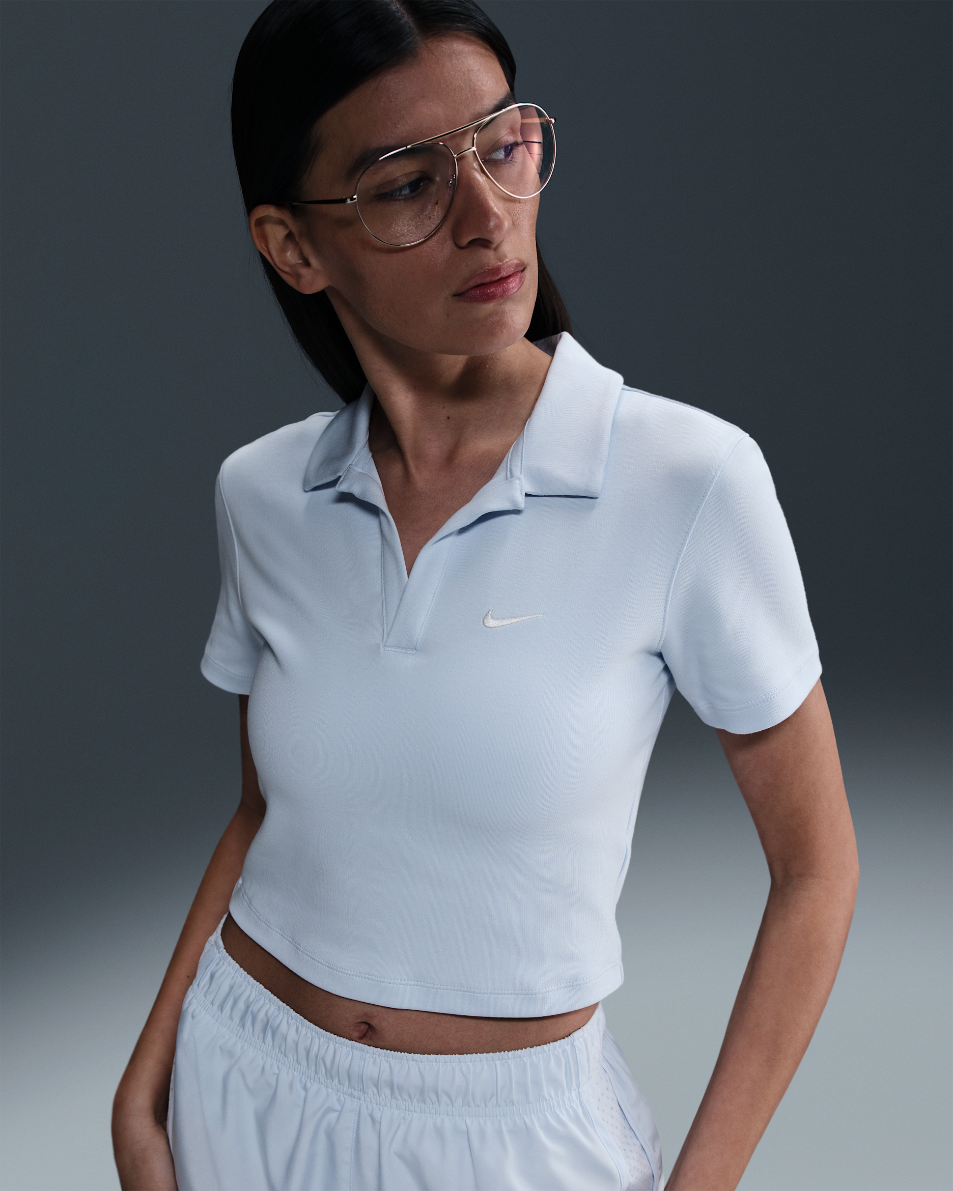 Nike Sportswear Essential Women's Short-Sleeve Polo Top - Blue Tint/Sail