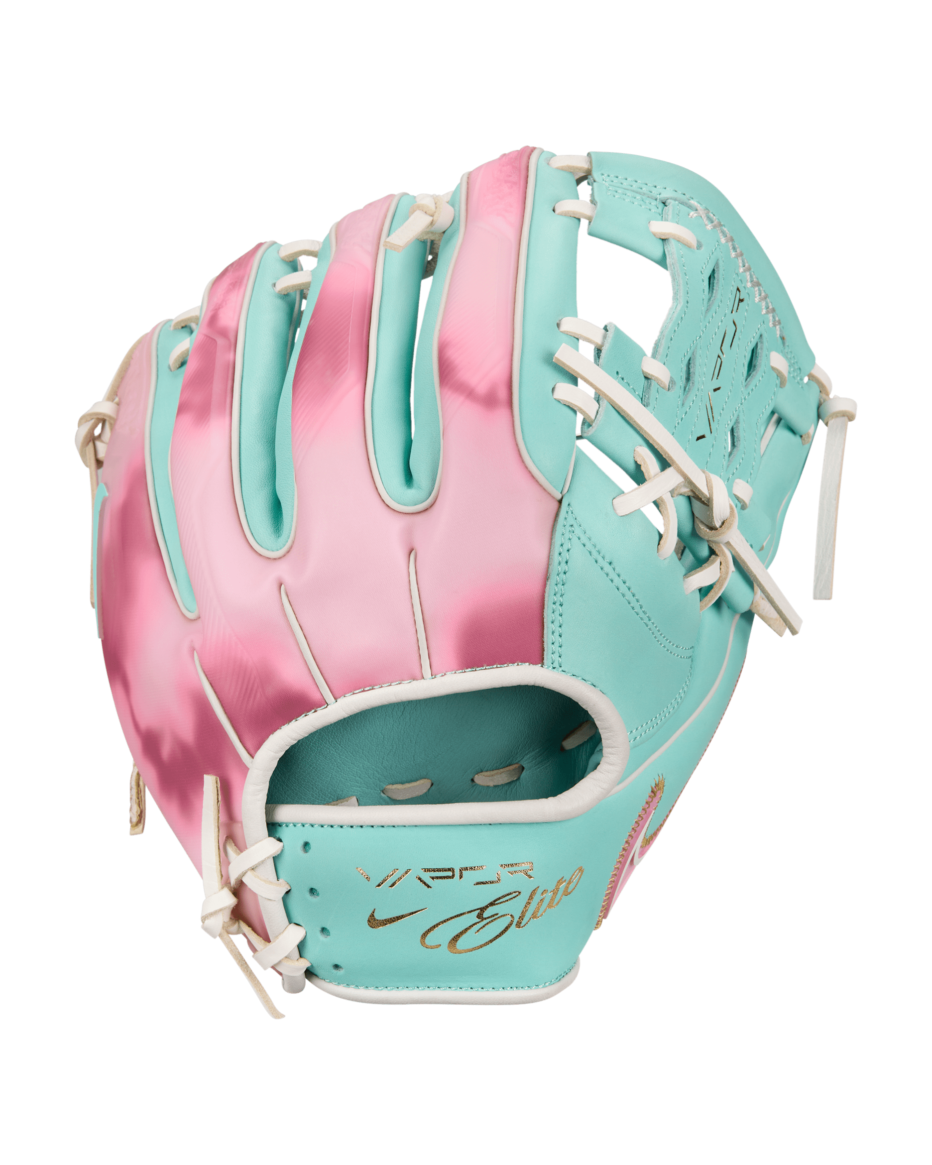 Guante de béisbol con red Snake-Eyes para jugadores del cuadro interior (mano derecha) Nike Vapor Elite  - Menta medio/Blanco/Rosa tímido