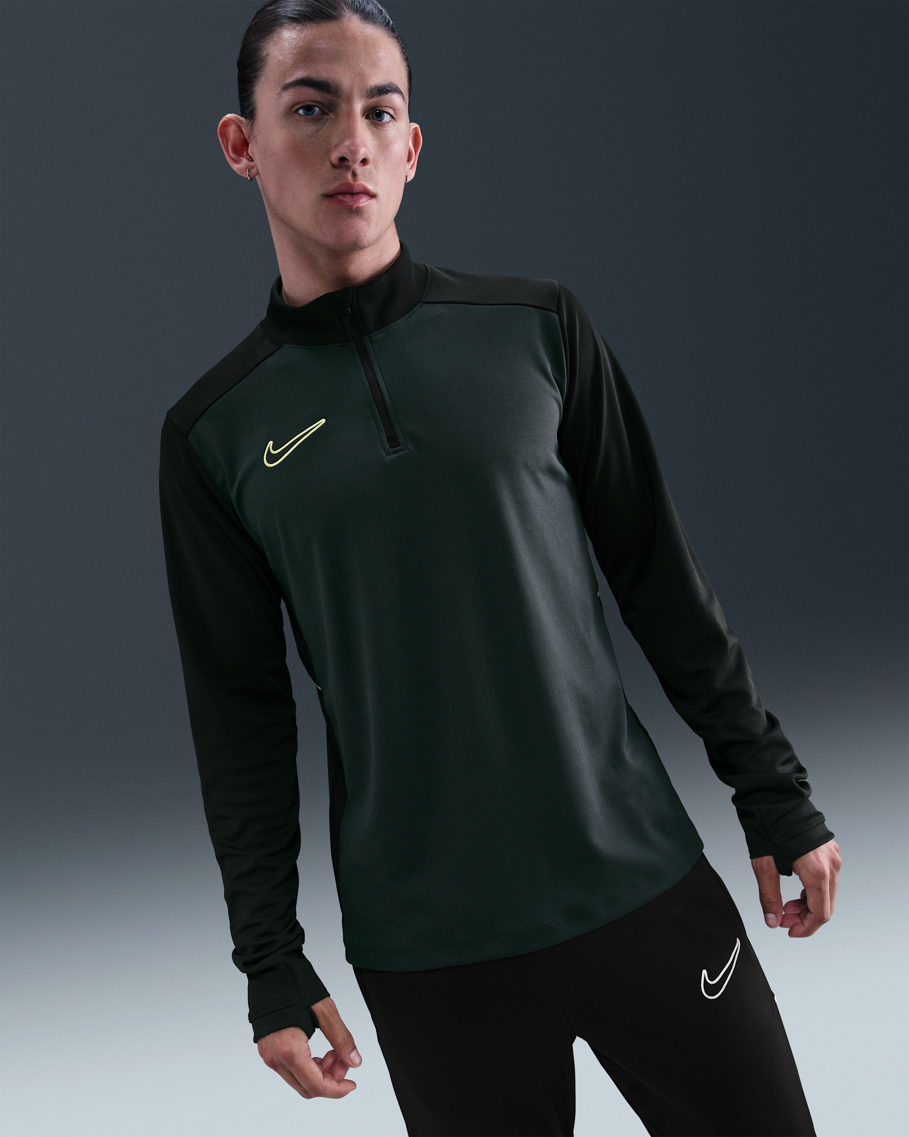 Nike Academy Men's Dri-FIT Football Drill Top - Seaweed/Black/Limelight