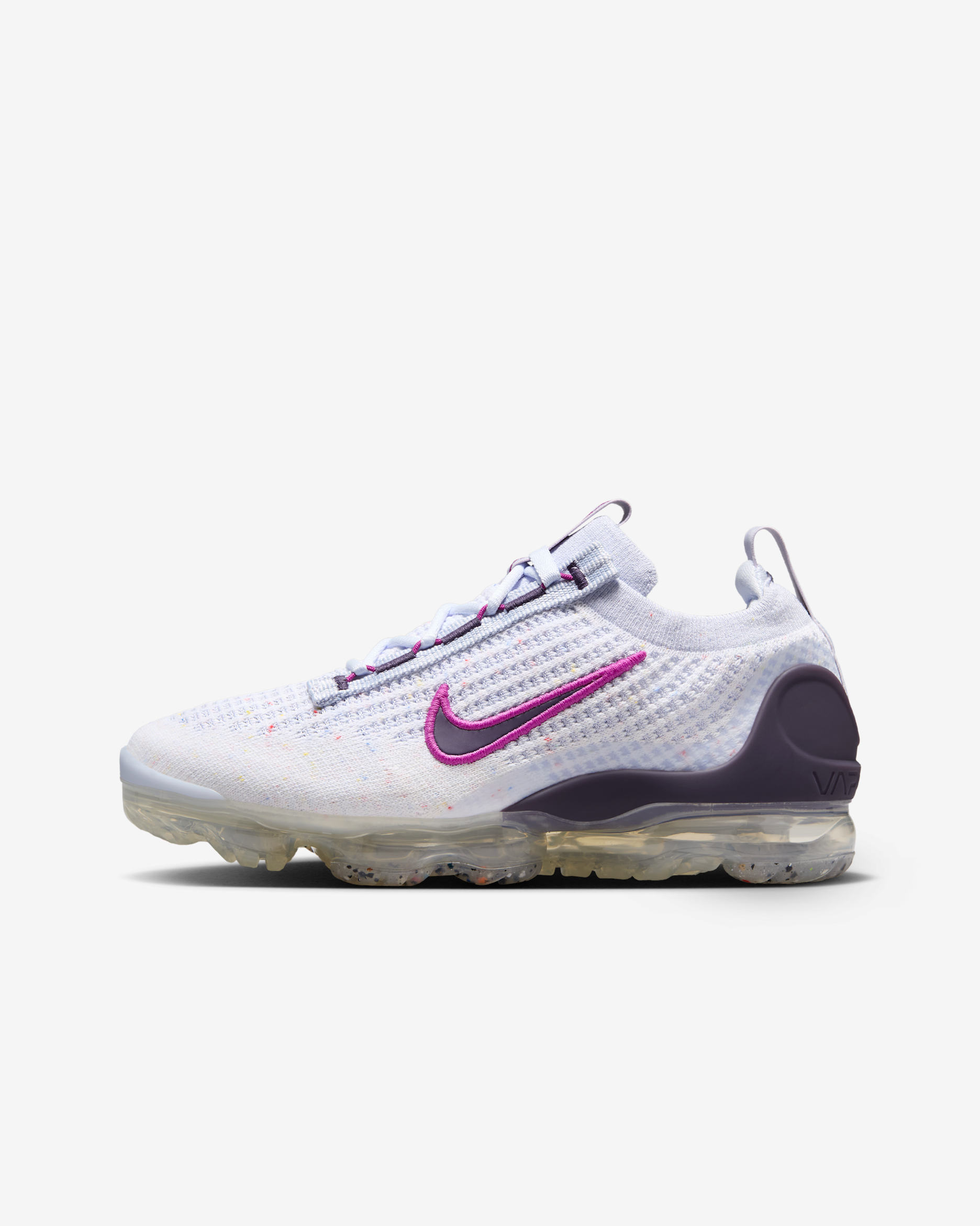 Tenis para niños grandes Nike Air VaporMax 2021 FK - Blanco/Gris fútbol/Fucsia cálido/Pasa oscuro