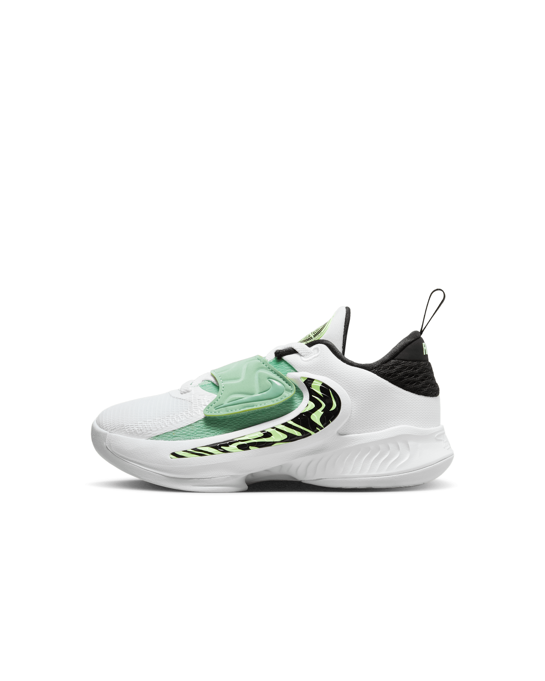Giannis Freak 4 Younger Kids' Shoes - White/Black/Barely Volt/White