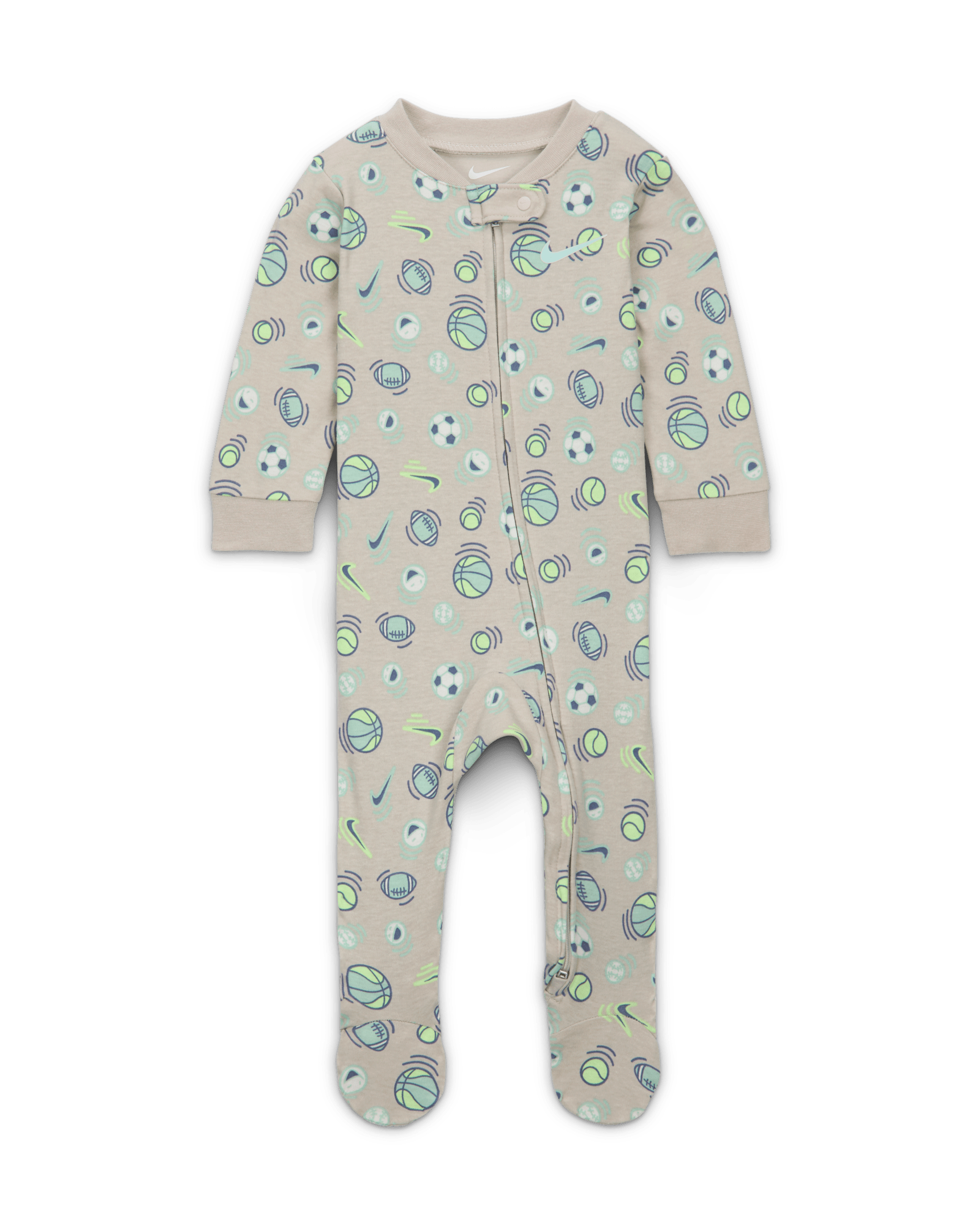 Nike Baby (0-9M) Sportball Printed Footed Coverall - Light Bone