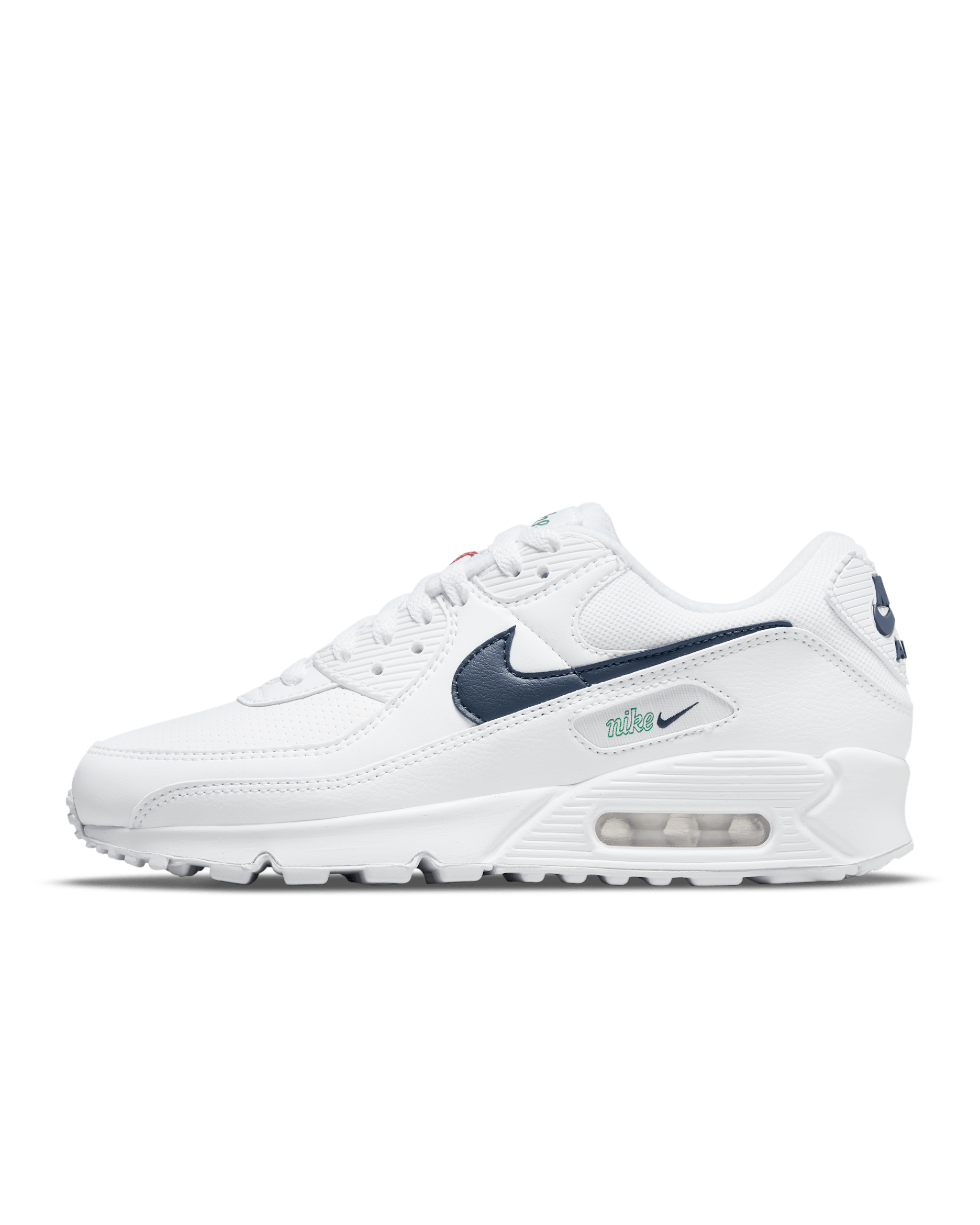 Nike Air Max 90 Women's Shoes - White/Green Noise/Pollen/Thunder Blue