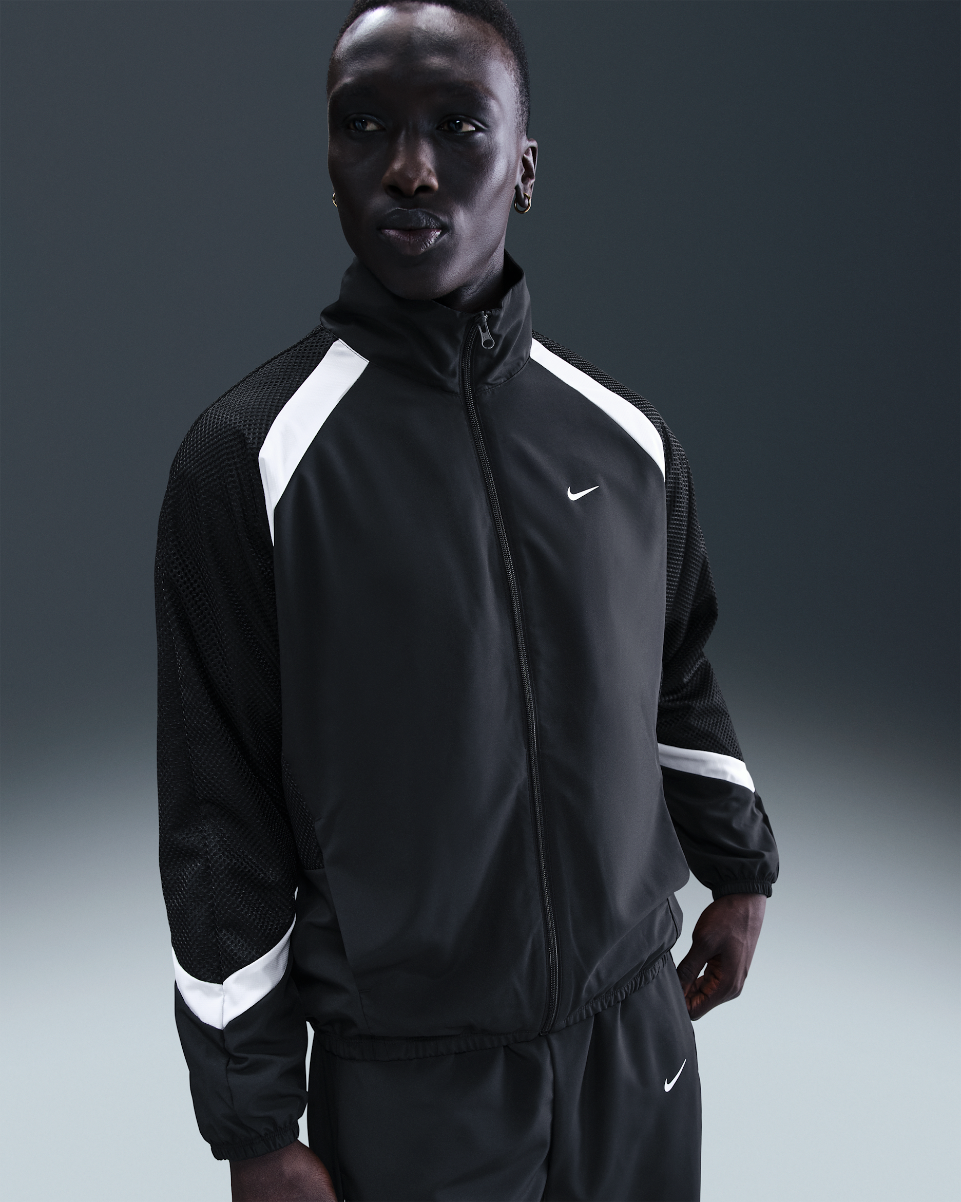 Nike Icon Men's Woven Basketball Jacket - Black/Black/White/White