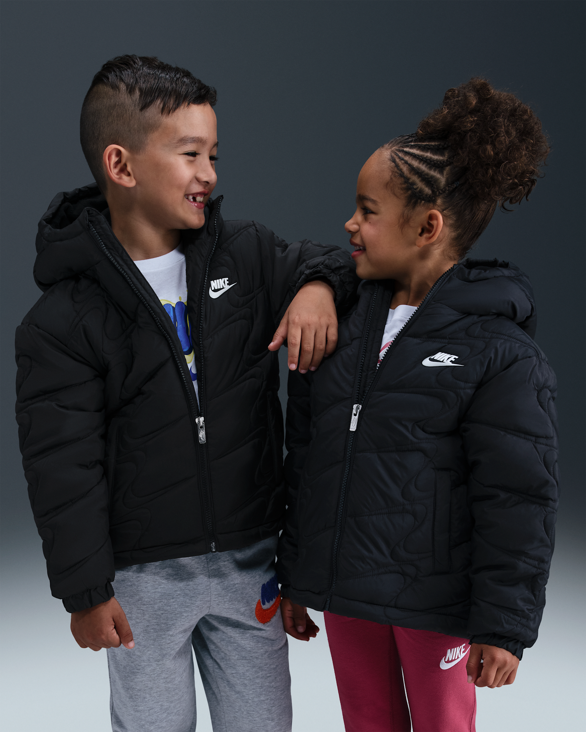 Nike Little Kids' Swoosh Quilted Puffer Jacket - Black
