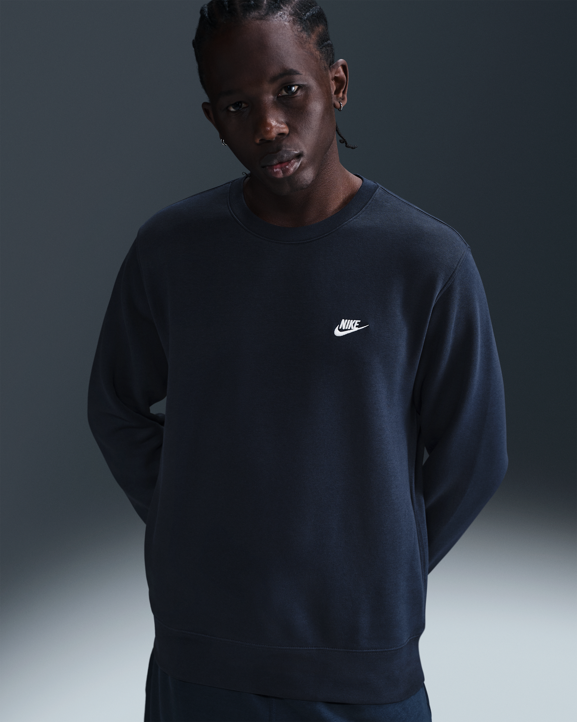 Nike Club Sudadera de tejido Fleece - Hombre - Obsidian/Blanco