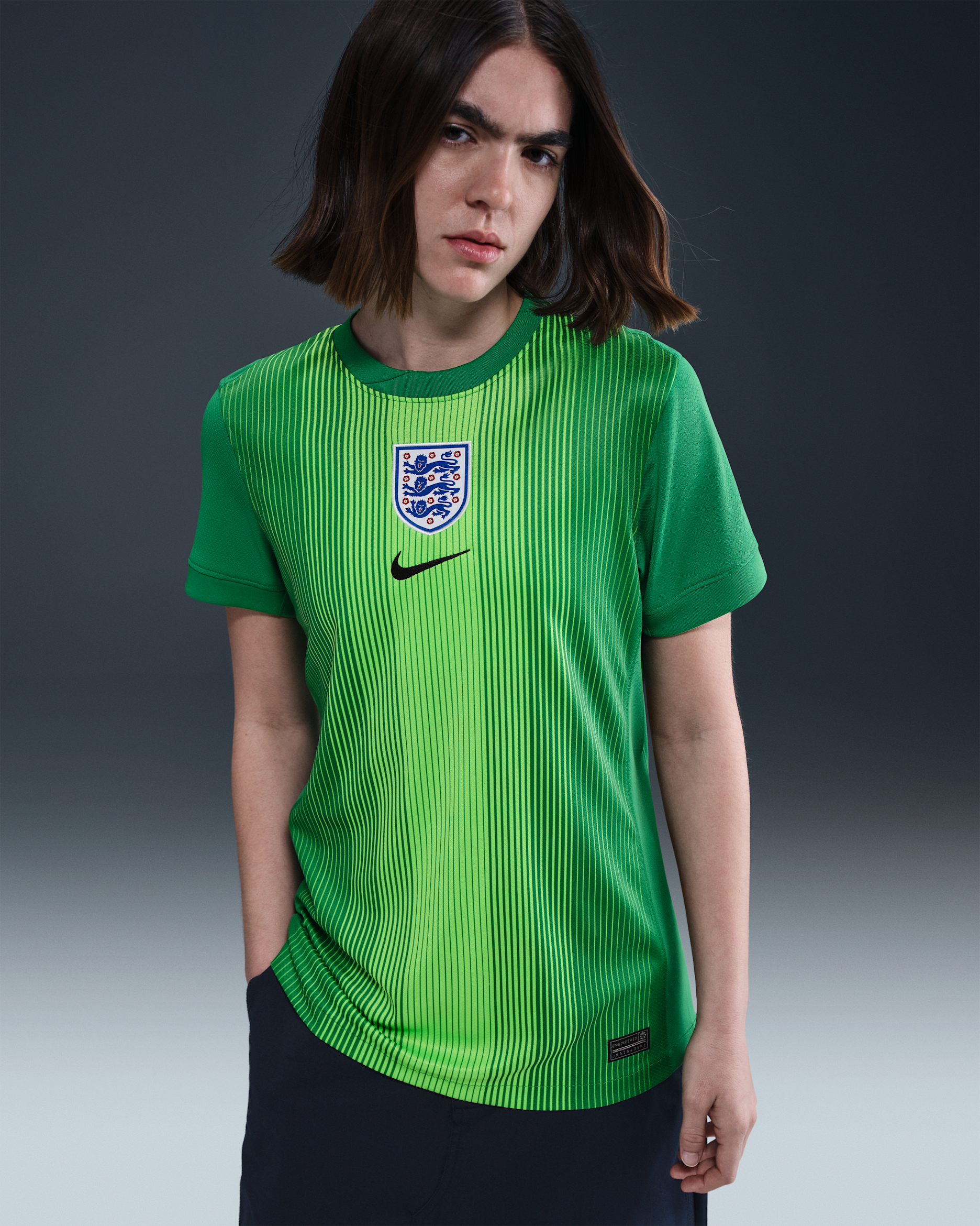 England 2025/26 Stadium Goalkeeper Women's Nike Dri-FIT Football Replica Short-Sleeve Shirt - Lucky Green/Green Strike/Black