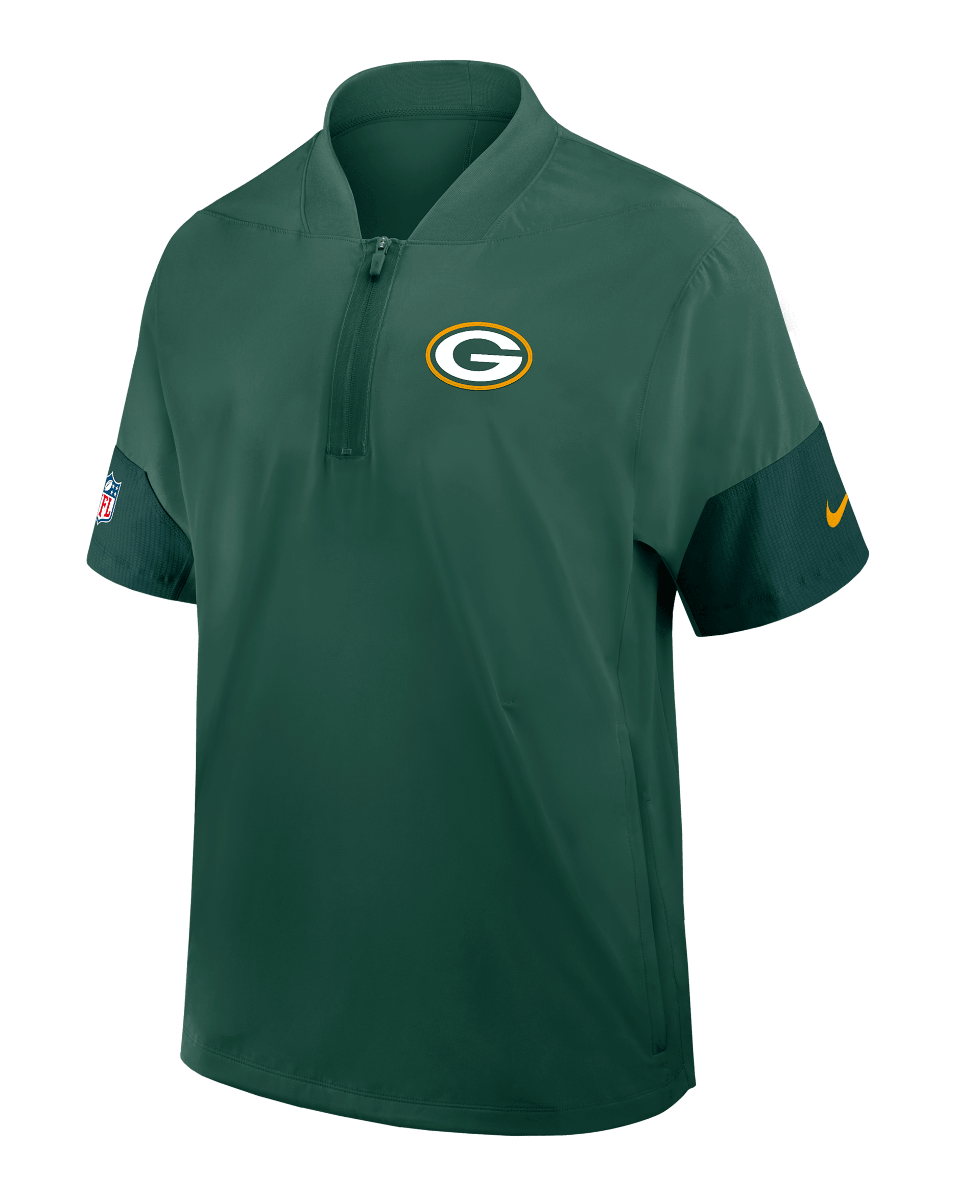 Green Bay Packers Sideline Coach Men's Nike NFL 1/2-Zip Short-Sleeve Jacket - Green