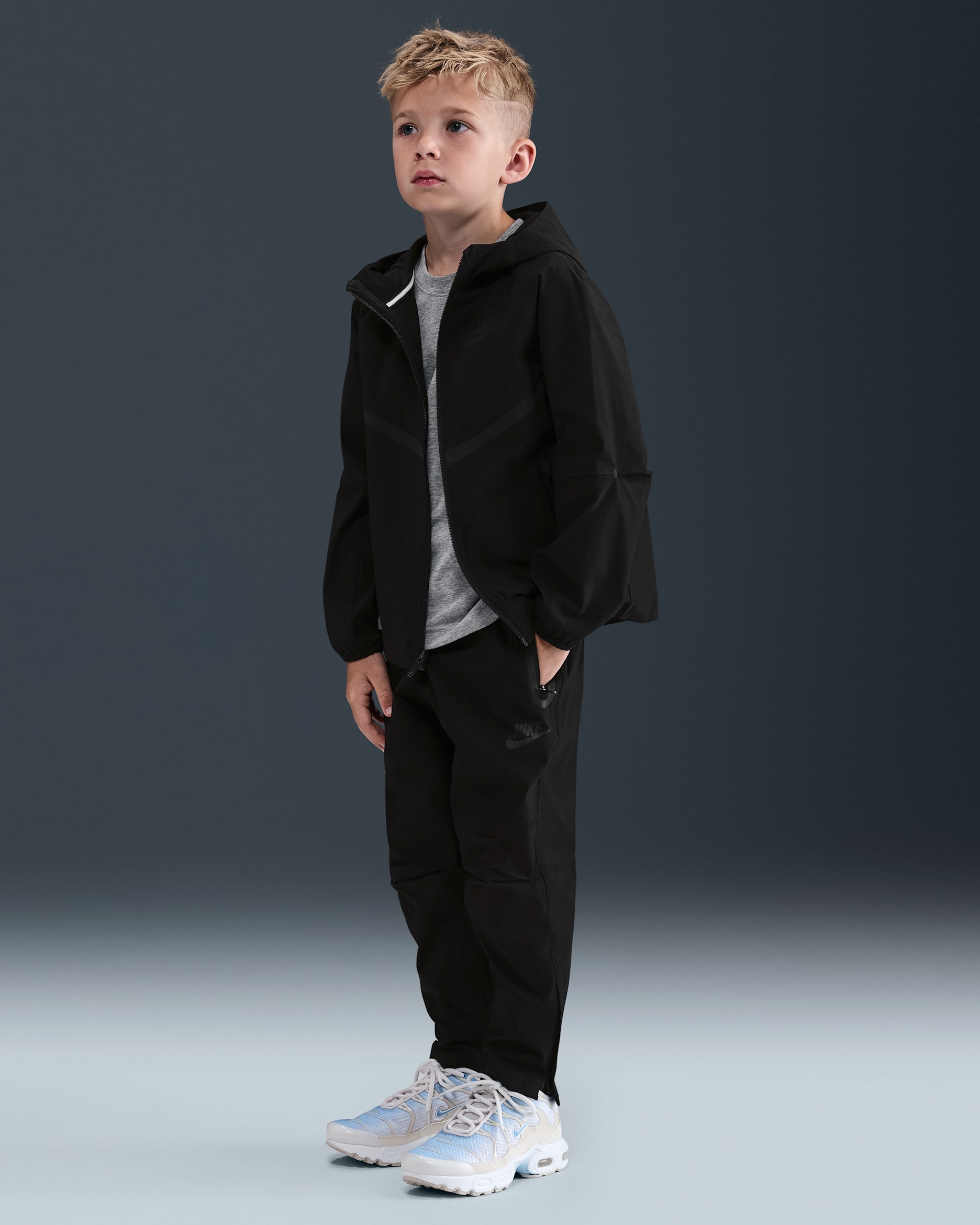 Nike Dri-FIT Little Kids' 2-Piece Full-Zip Tech Woven Set - Black