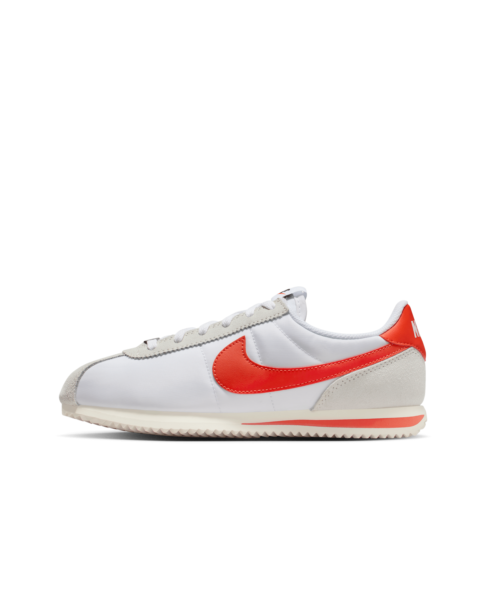 Nike Cortez Textile Older Kids' Shoes - White/Sail/Summit White/Picante Red