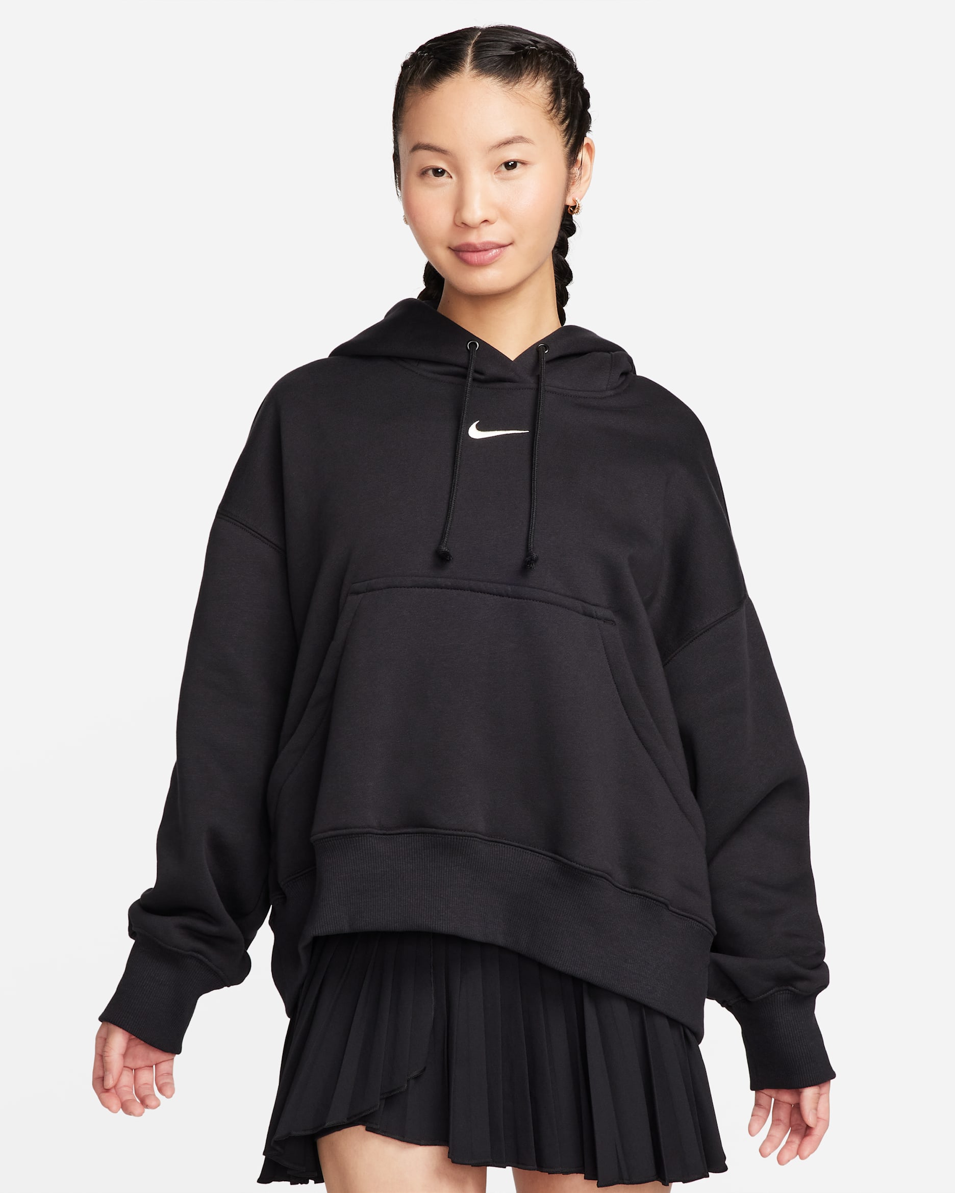 Nike Sportswear Phoenix Fleece Women's Over-Oversized Pullover Hoodie - Black/Sail