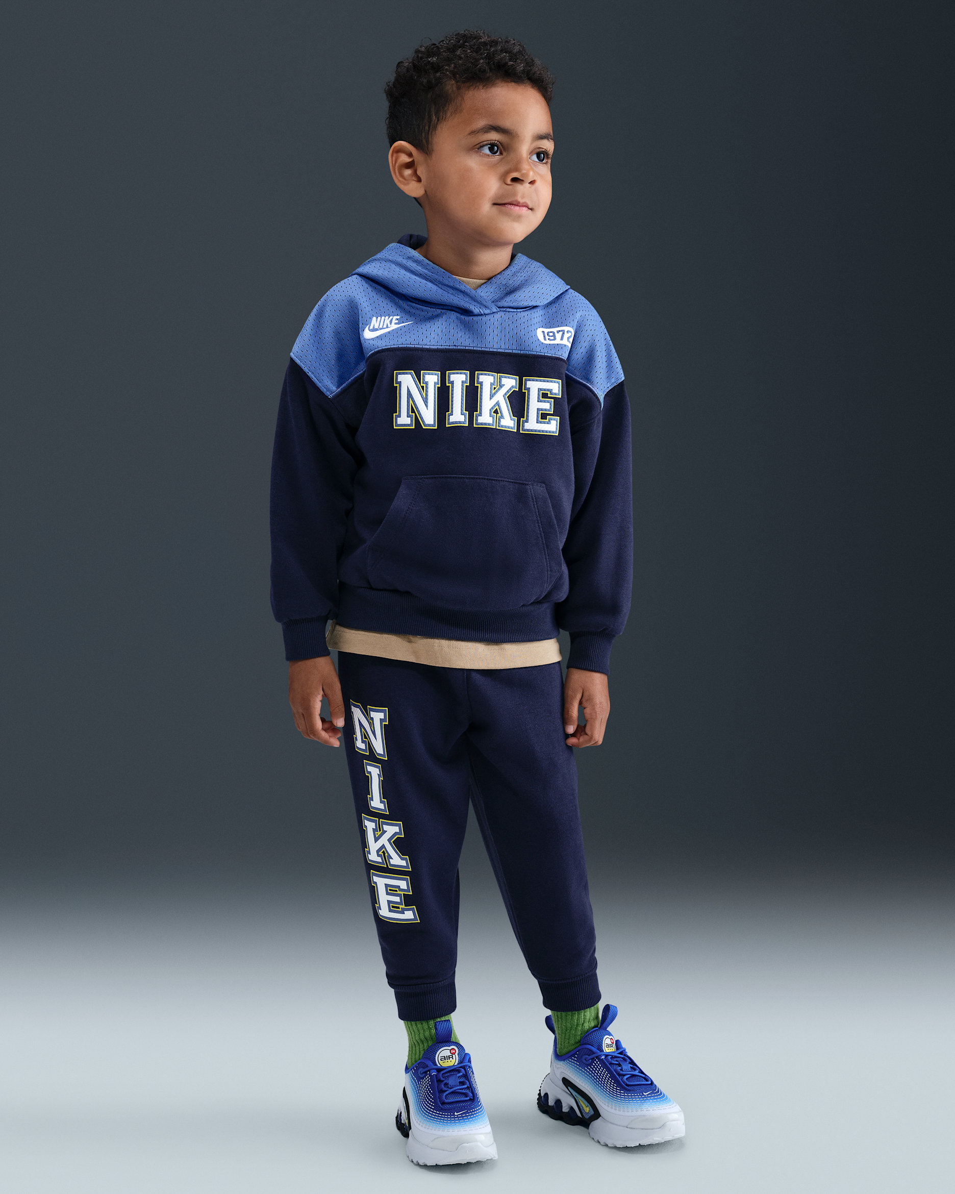 Nike Sportswear Toddler P.E. Blocked Pullover Hoodie and Pants Set - Midnight Navy