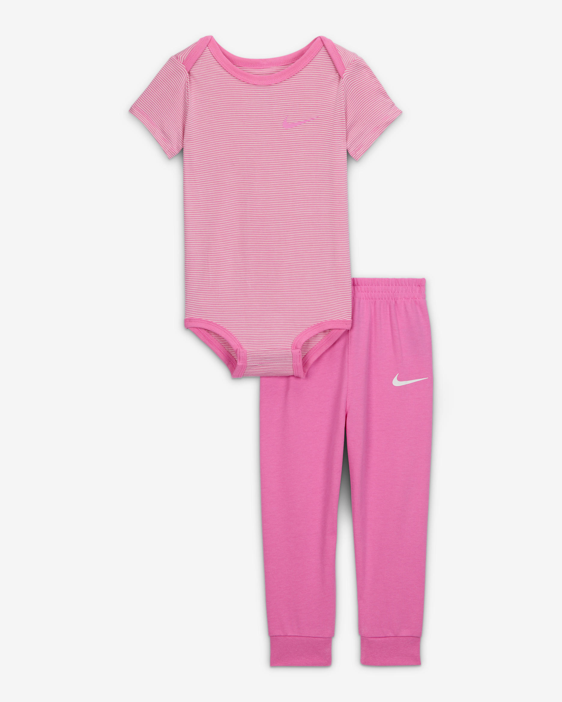 Nike Baby (12-24M) Striped Bodysuit and Joggers Set - Playful Pink